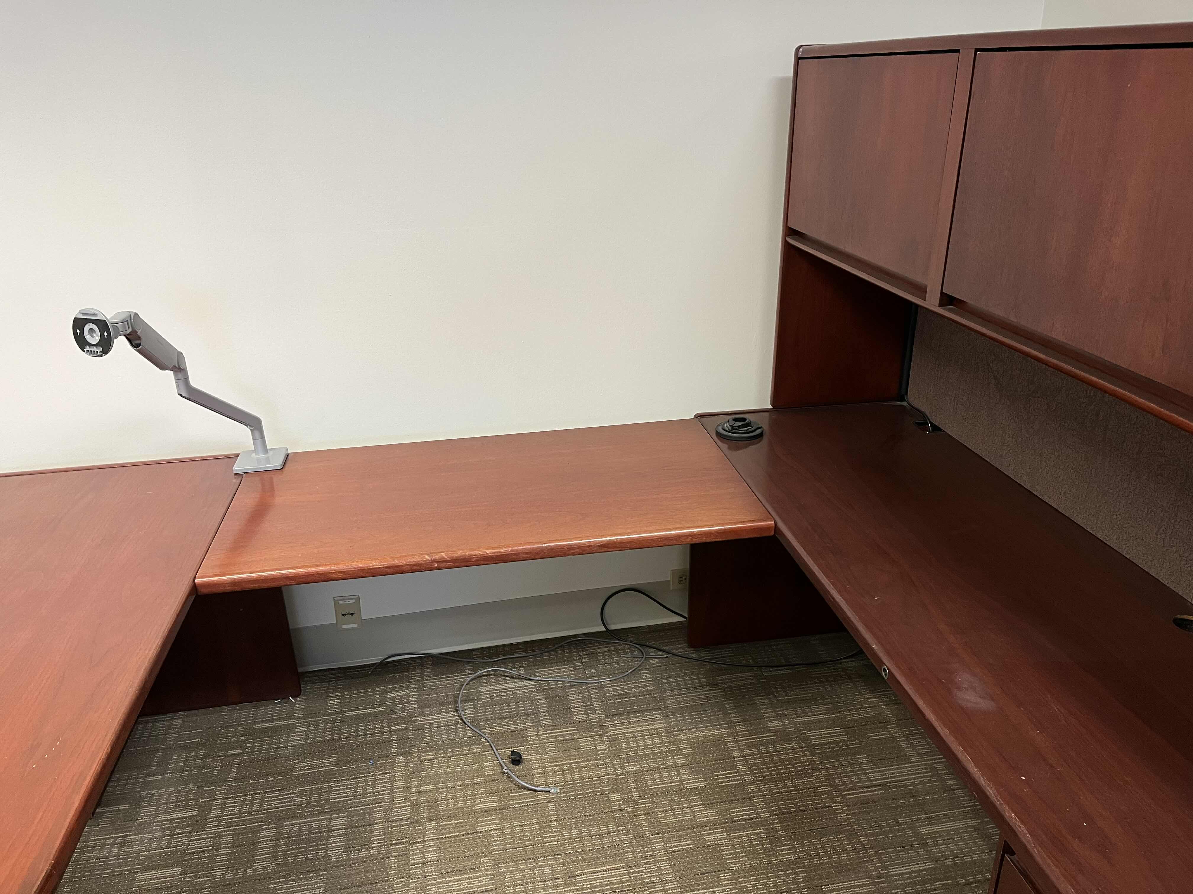 Photo 4 of STEELCASE CHERRY FINISH SOLID WOOD U SHAPE 6 DRAWER OFFICE DESK 90” X 104” H64.5”