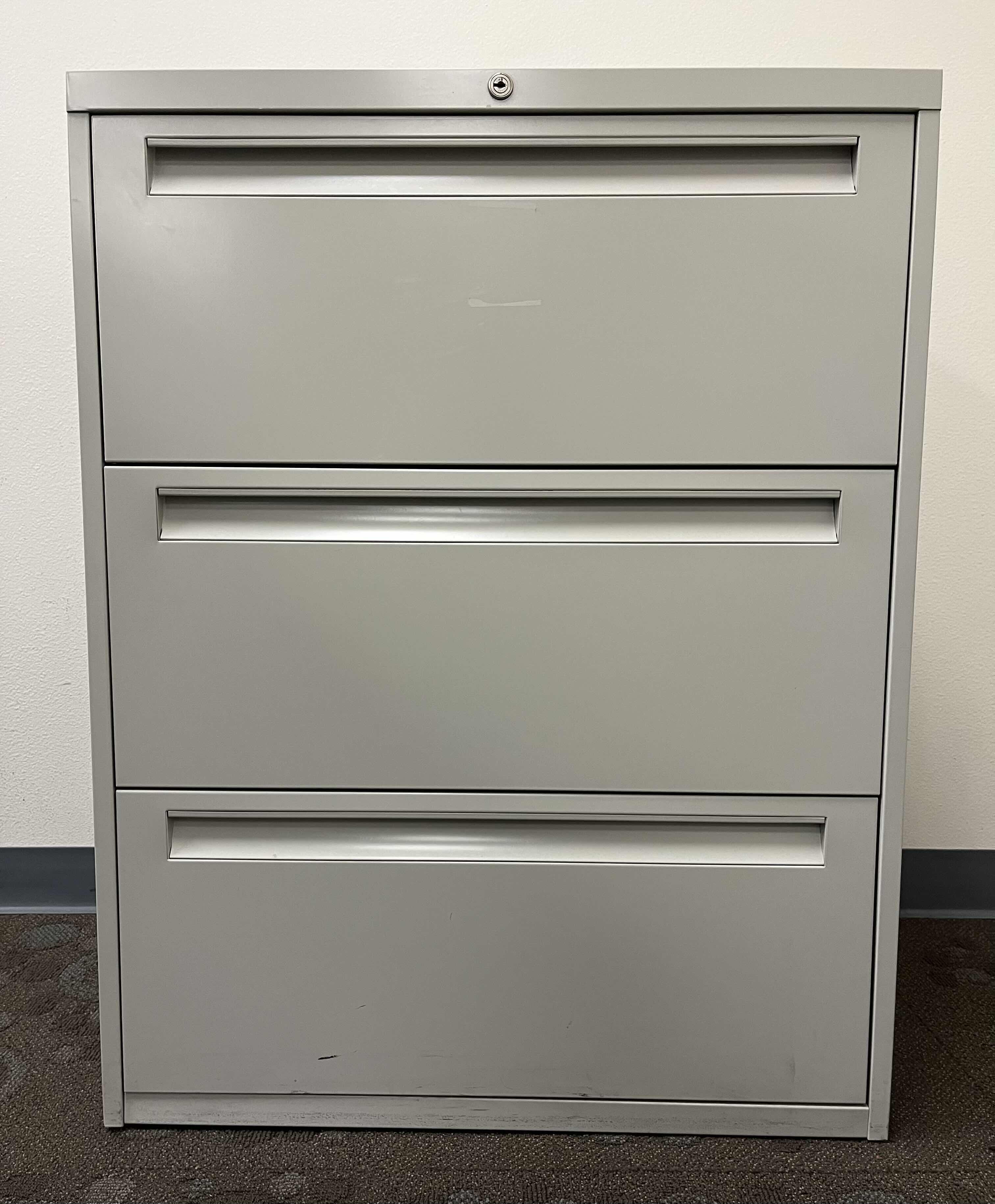 Photo 2 of STEELCASE METAL 3 DRAWER LATERAL FILE CABINET 30” X 18” H39”