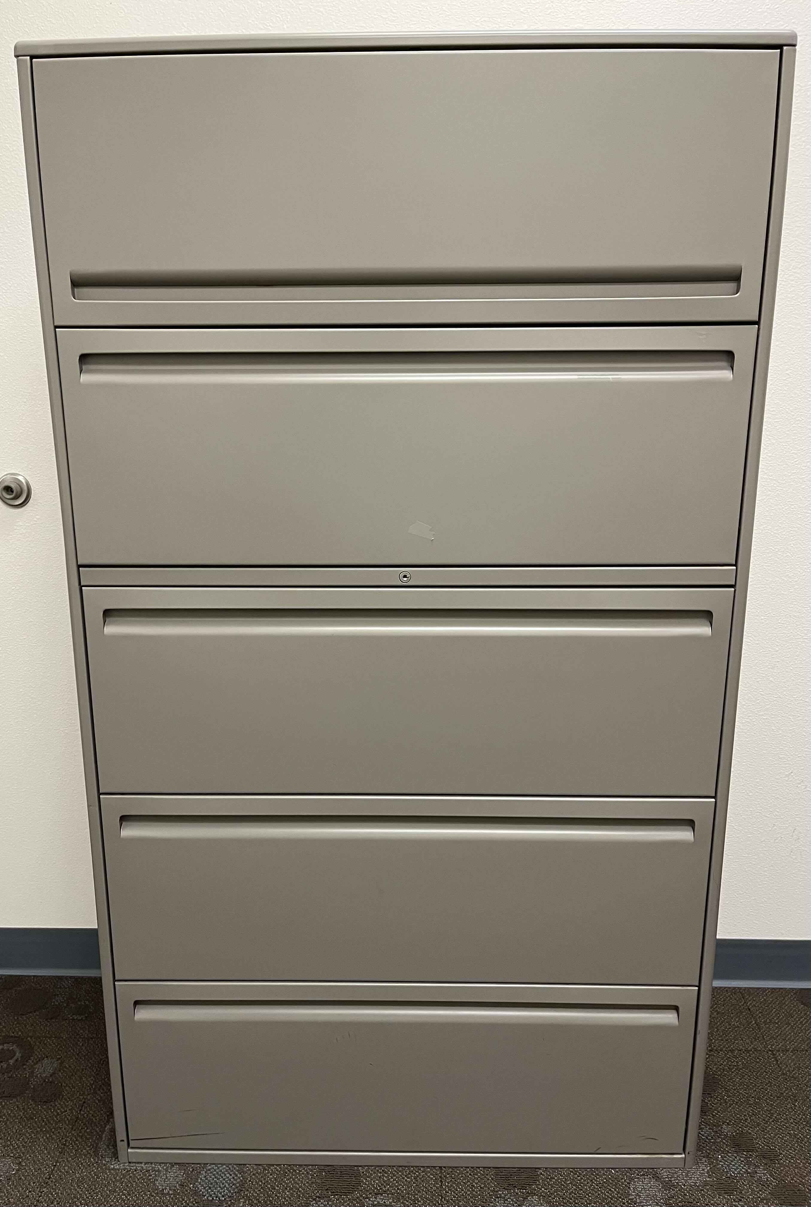 Photo 1 of HAWORTH 5 DRAWER METAL ROLLOUT LATERAL FILE CABINET 36” X 18” H62.5”