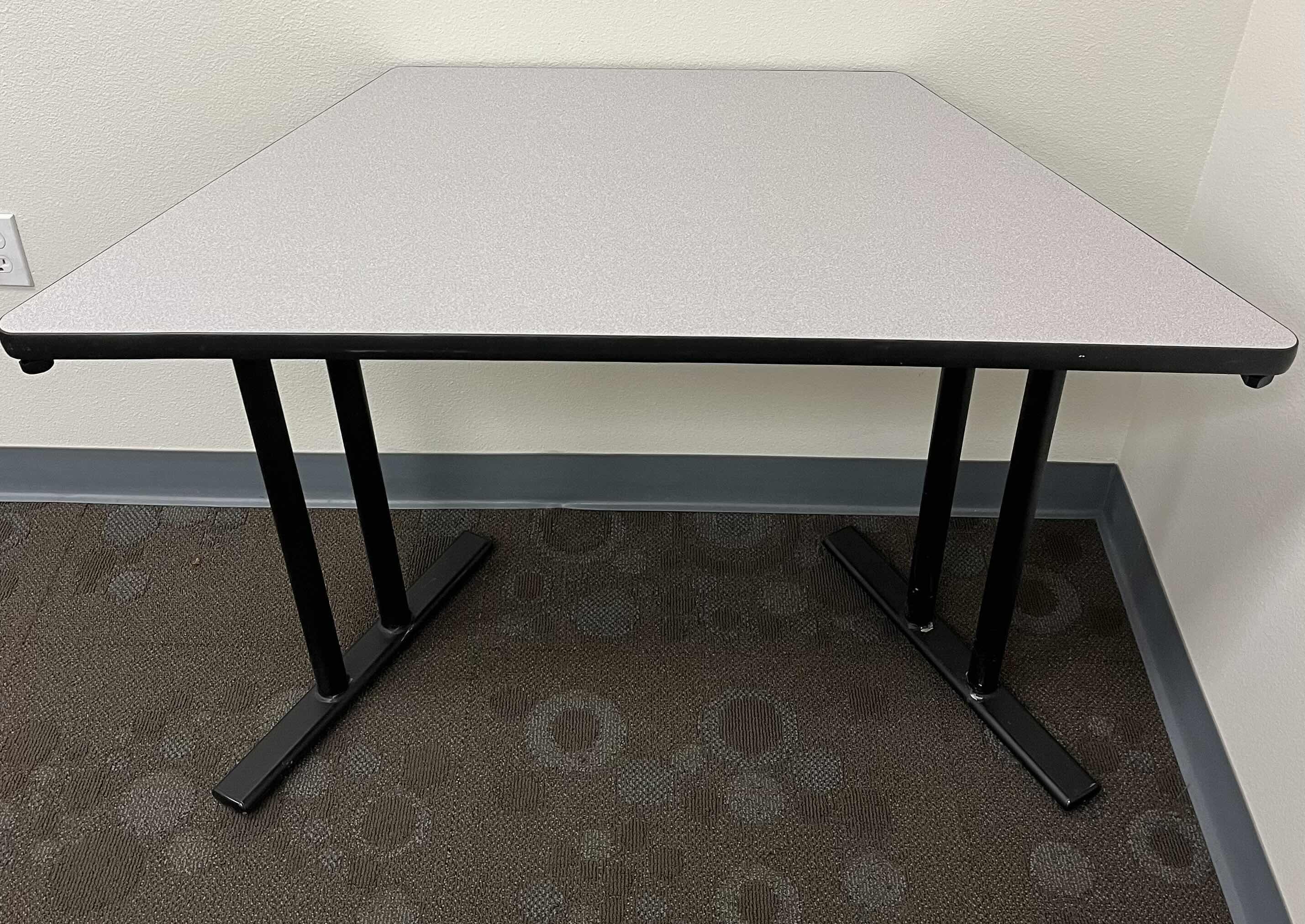 Photo 1 of GREY NUBULA TRAPEZOID T LEG WORK DESK TABLE 46.25” X 20.5” H28.75”