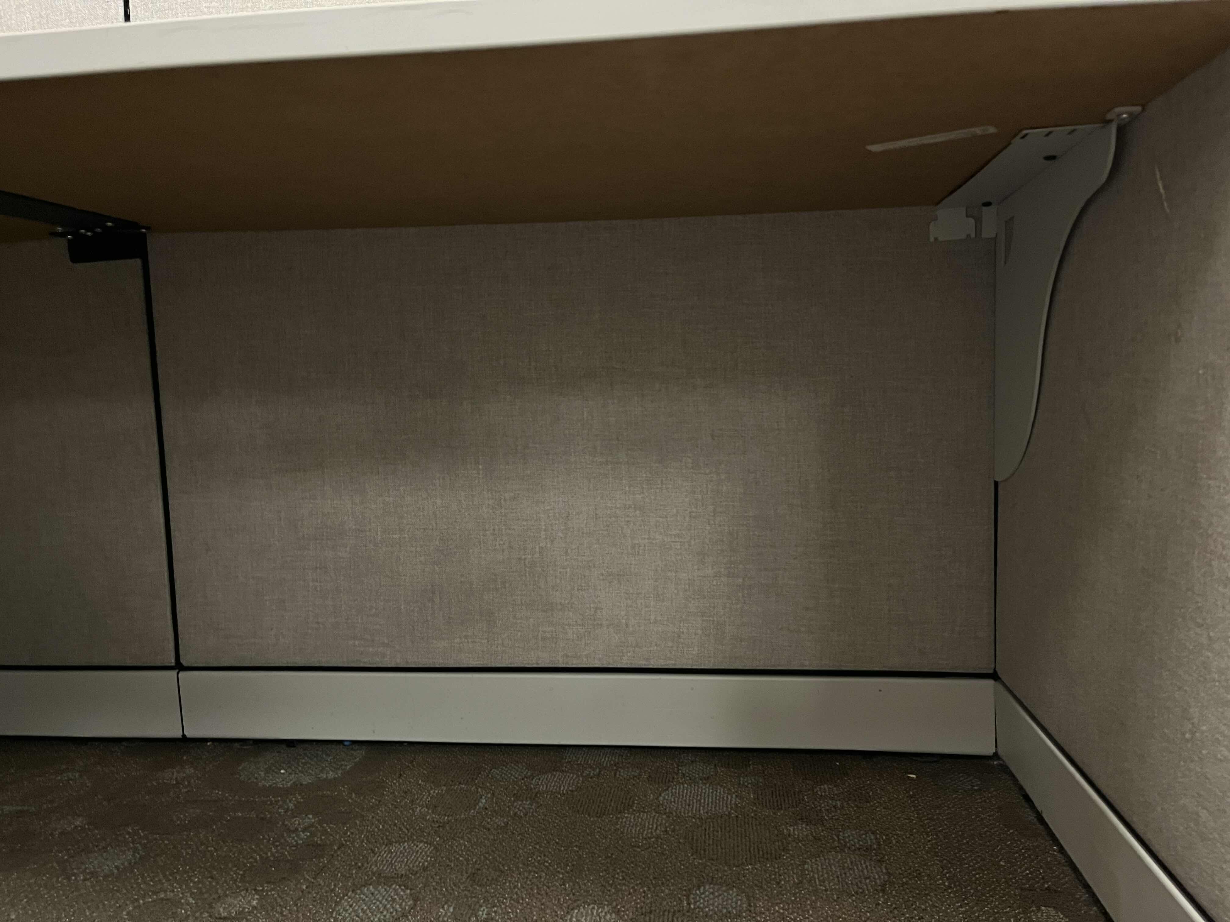 Photo 4 of STEELCASE BUILT IN CUBICLE L SHAPE 3 DRAWER OFFICE DESK 72” X 72” H27.5” W 4 CUBICLE PANELS 30.5”-42” X 54”