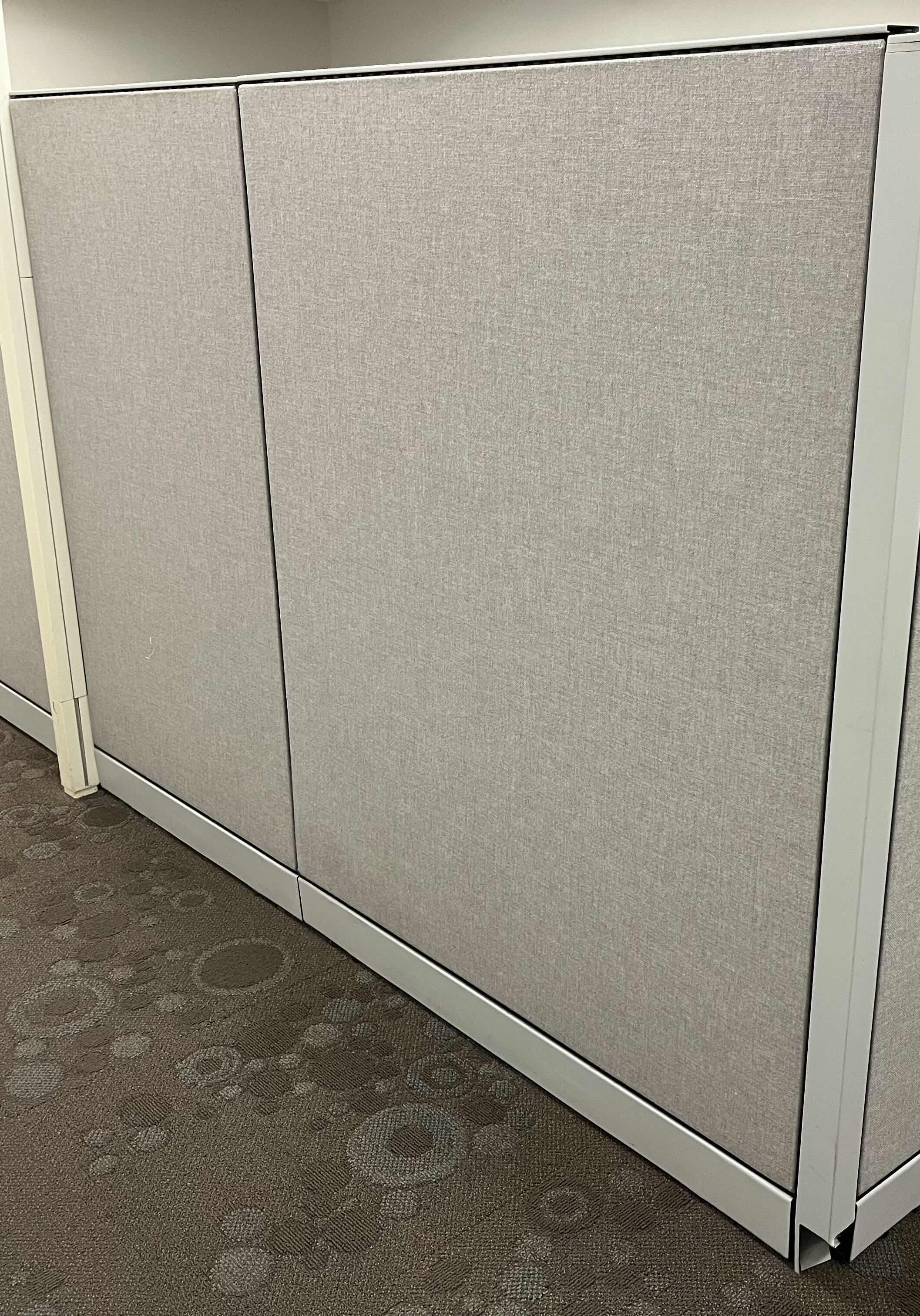 Photo 7 of STEELCASE BUILT IN CUBICLE L SHAPE 5 DRAWER OFFICE DESK 72” X 72” H27.5” W 4 CUBICLE PANELS 30.5”-42” X 54”