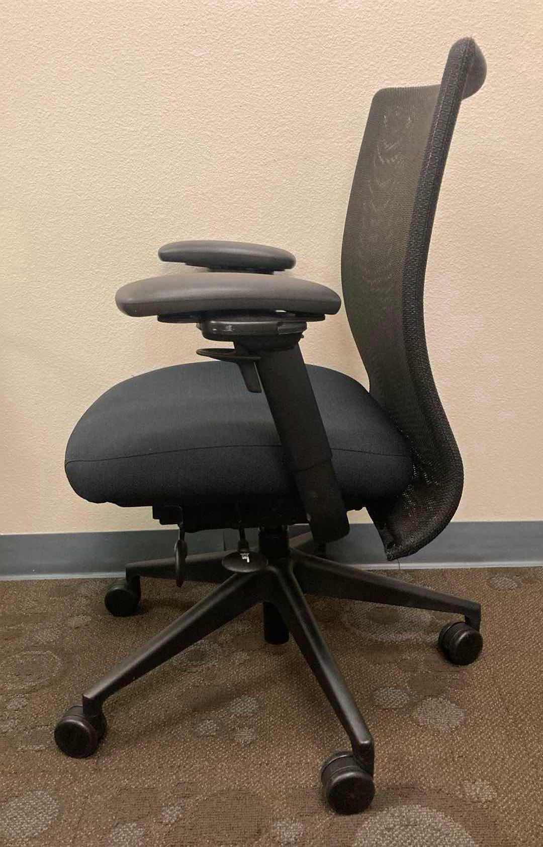 Photo 2 of STEELCASE JERSEY BLACK MESH SWIVEL DESK CHAIR 26.25” X 25” H35.5-40”