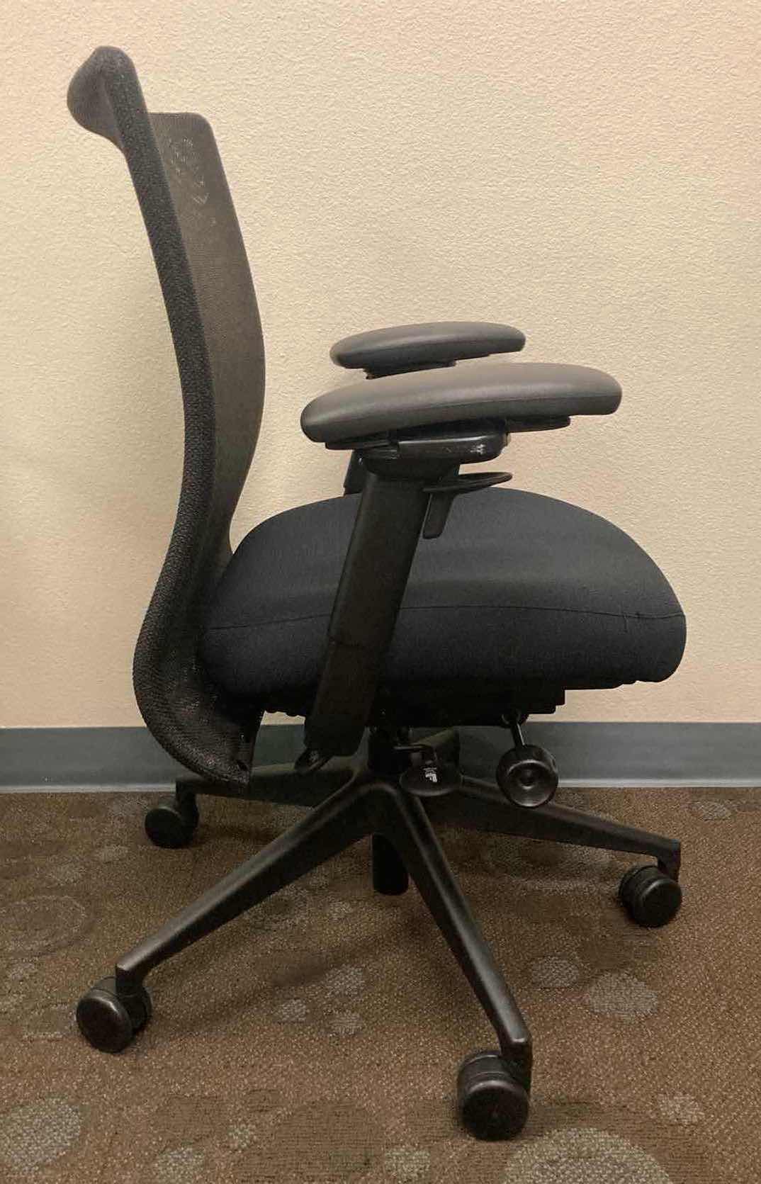 Photo 4 of STEELCASE JERSEY BLACK MESH SWIVEL DESK CHAIR 26.25” X 25” H35.5-40”