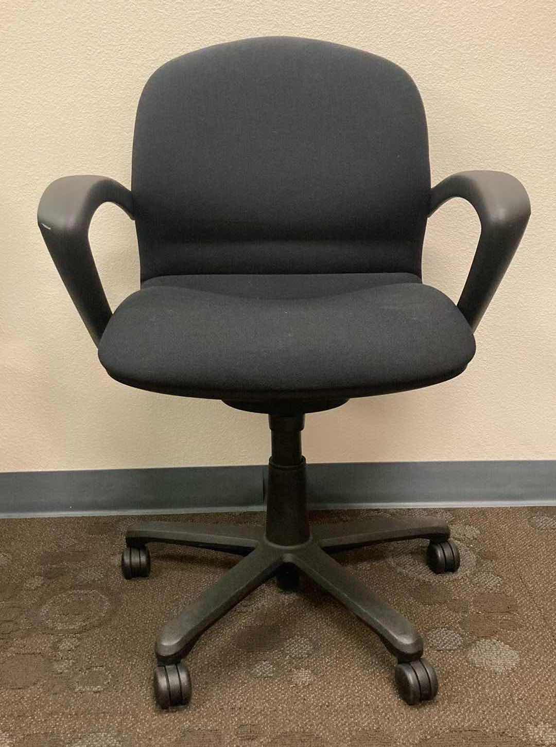 Photo 1 of STEELCASE RALLY BLACK LOW-BACK SWIVEL OFFICE CHAIR 26.5” X 20” H33-38”