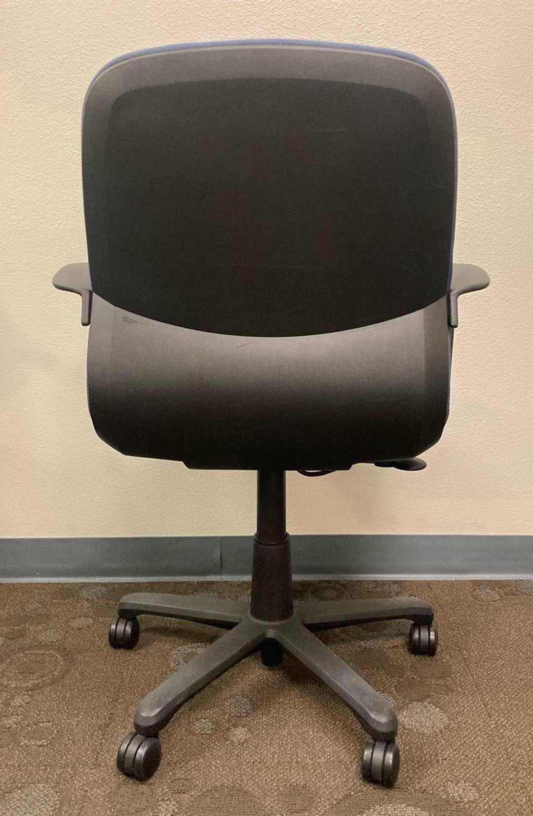 Photo 3 of STEELCASE RALLY BLUE LOW-BACK SWIVEL OFFICE CHAIR 26.5” X 20” H33-38”