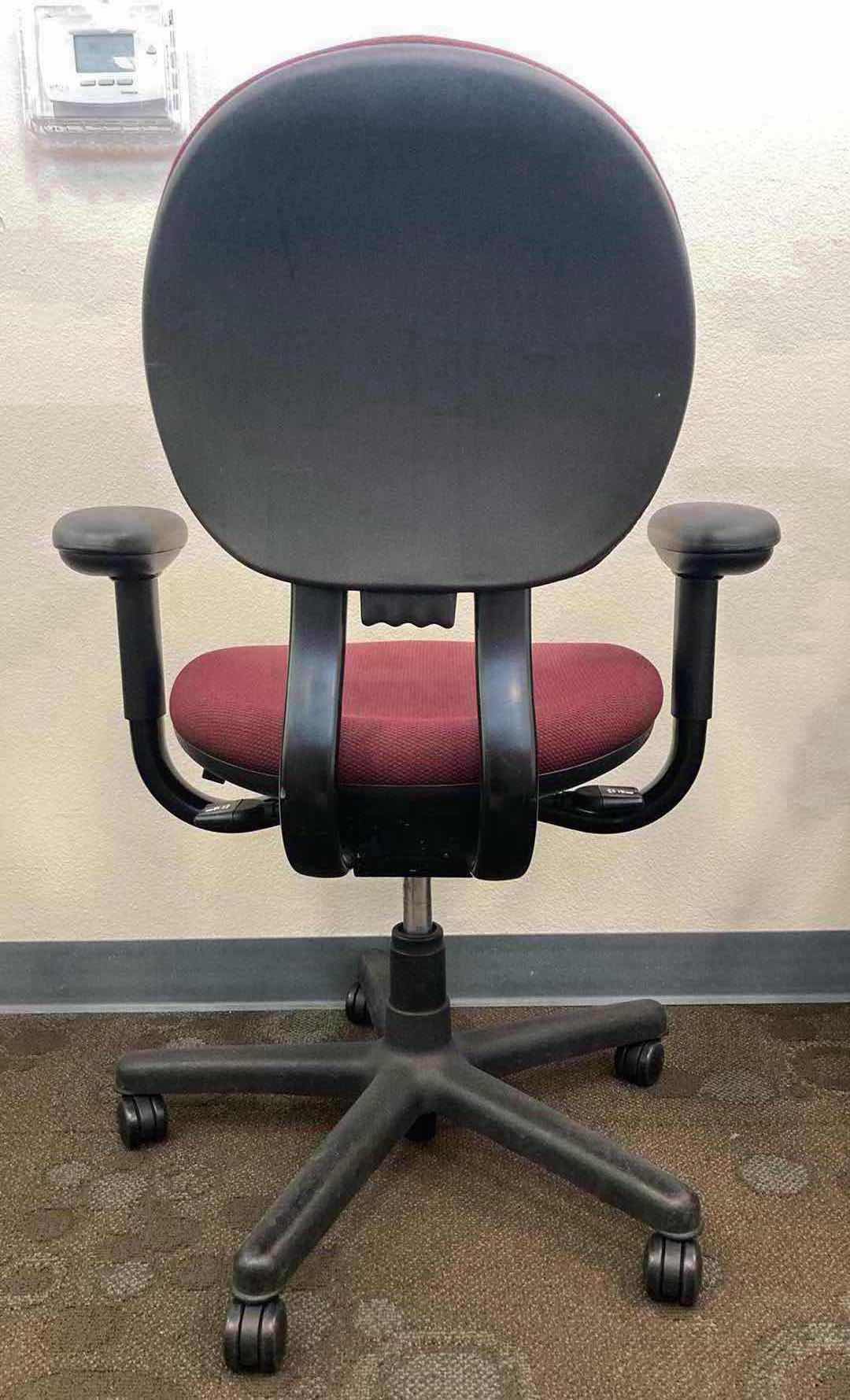 Photo 3 of STEELCASE BURGUNDY SWIVEL OFFICE CHAIR 28.75” X 21.25” H33.5-38.5”