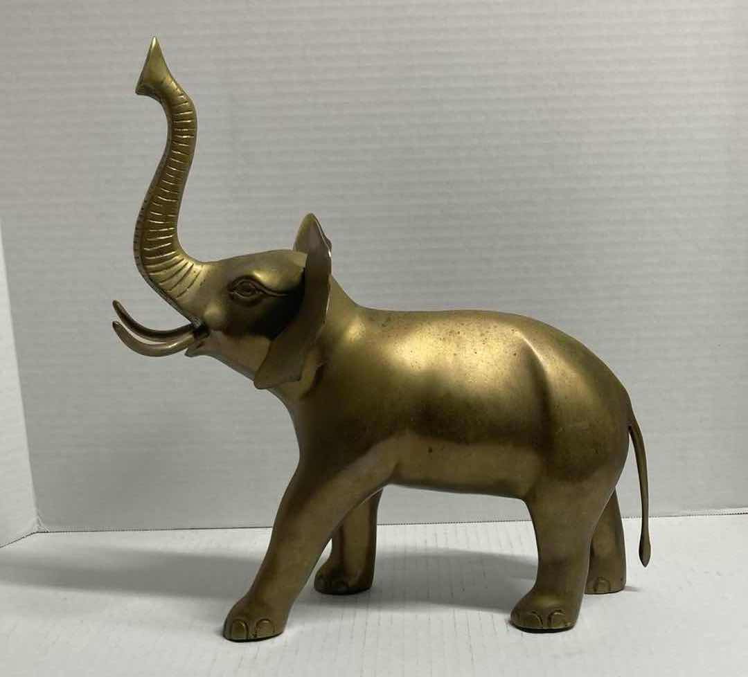 Photo 1 of ANTIQUE BRASS FINISH METAL ELEPHANT H14”