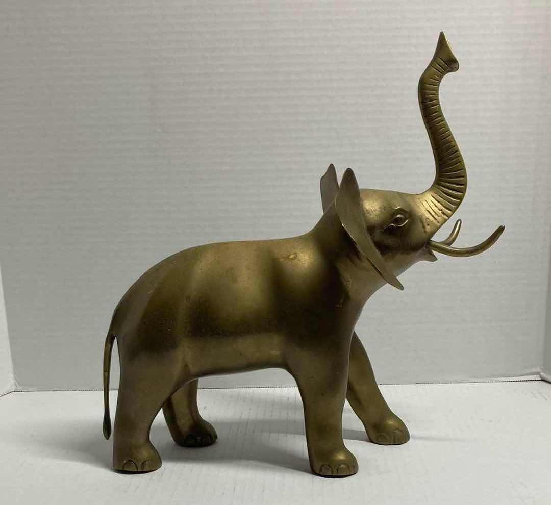 Photo 1 of ANTIQUE BRASS FINISH METAL ELEPHANT H14”