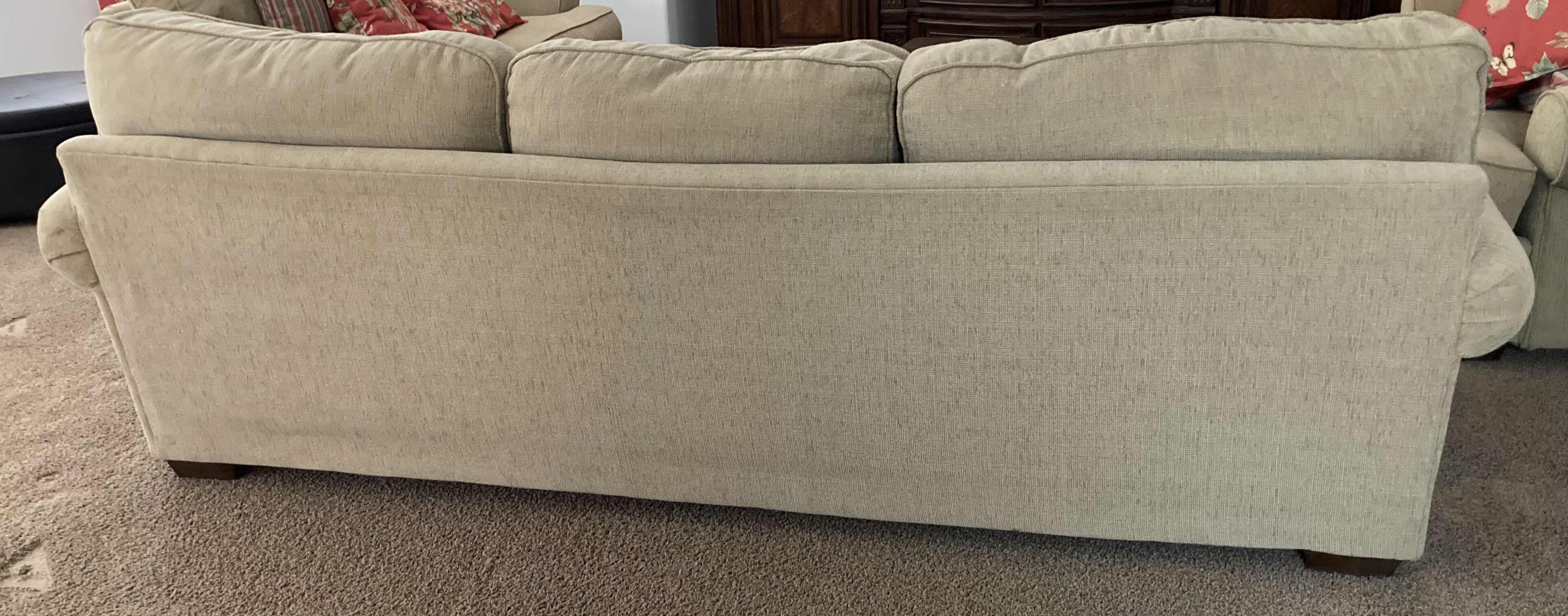Photo 1 of ALAN WHITE TAN SOFA W PILLOWS 100” X 40” H36”