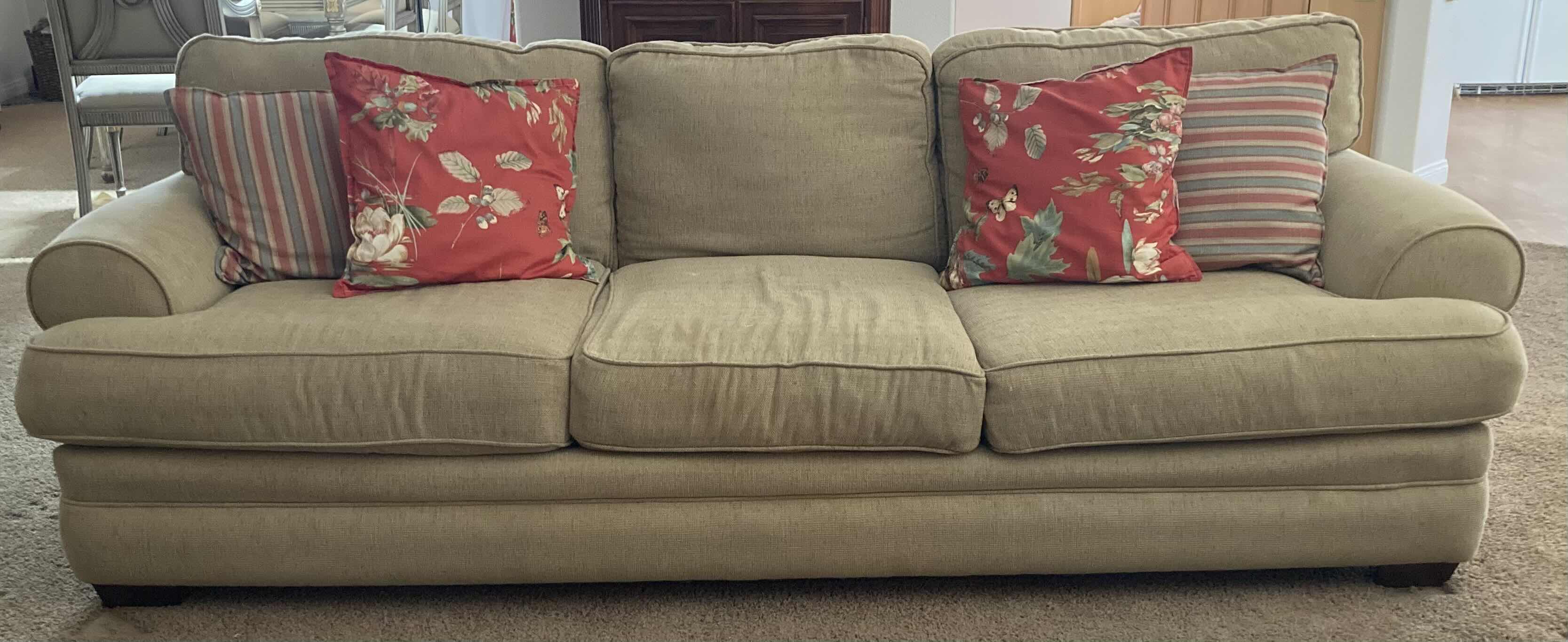 Photo 1 of ALAN WHITE TAN SOFA W PILLOWS 100” X 40” H36”