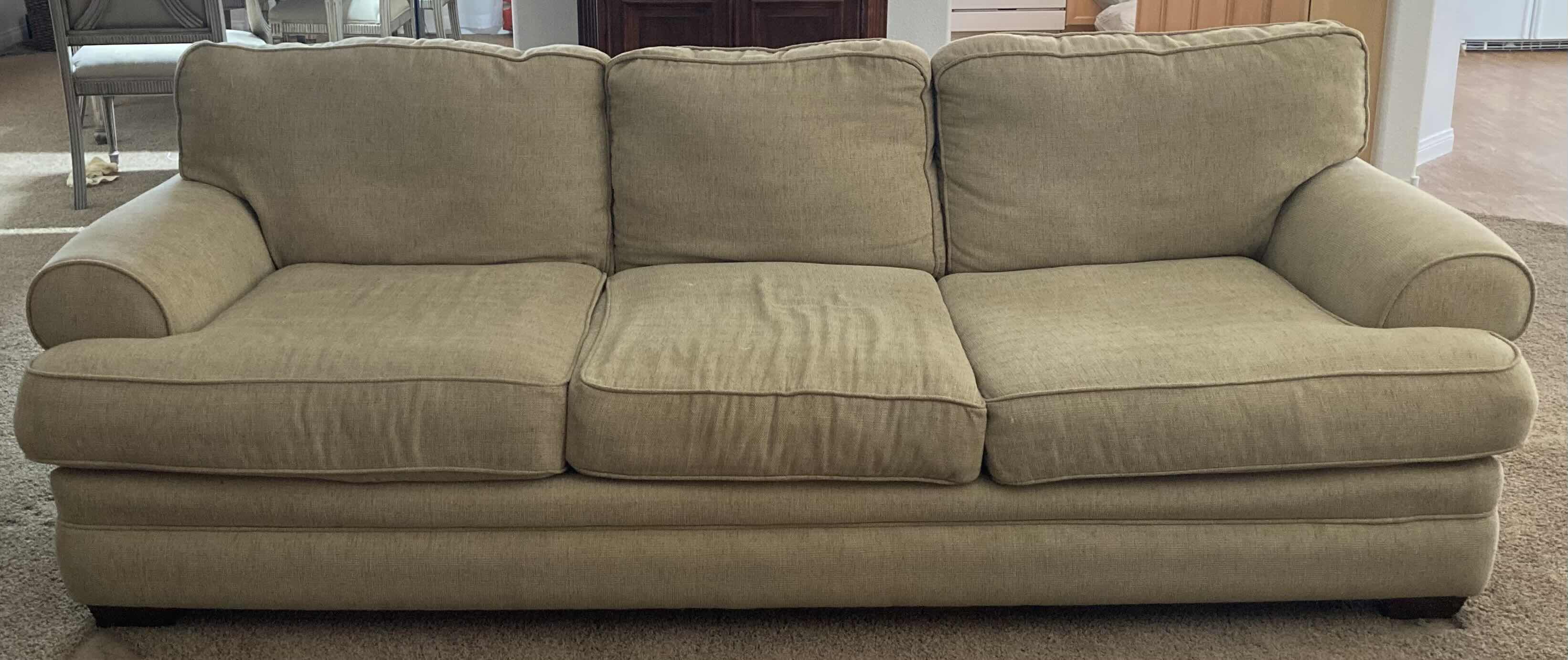Photo 1 of ALAN WHITE TAN SOFA W PILLOWS 100” X 40” H36”