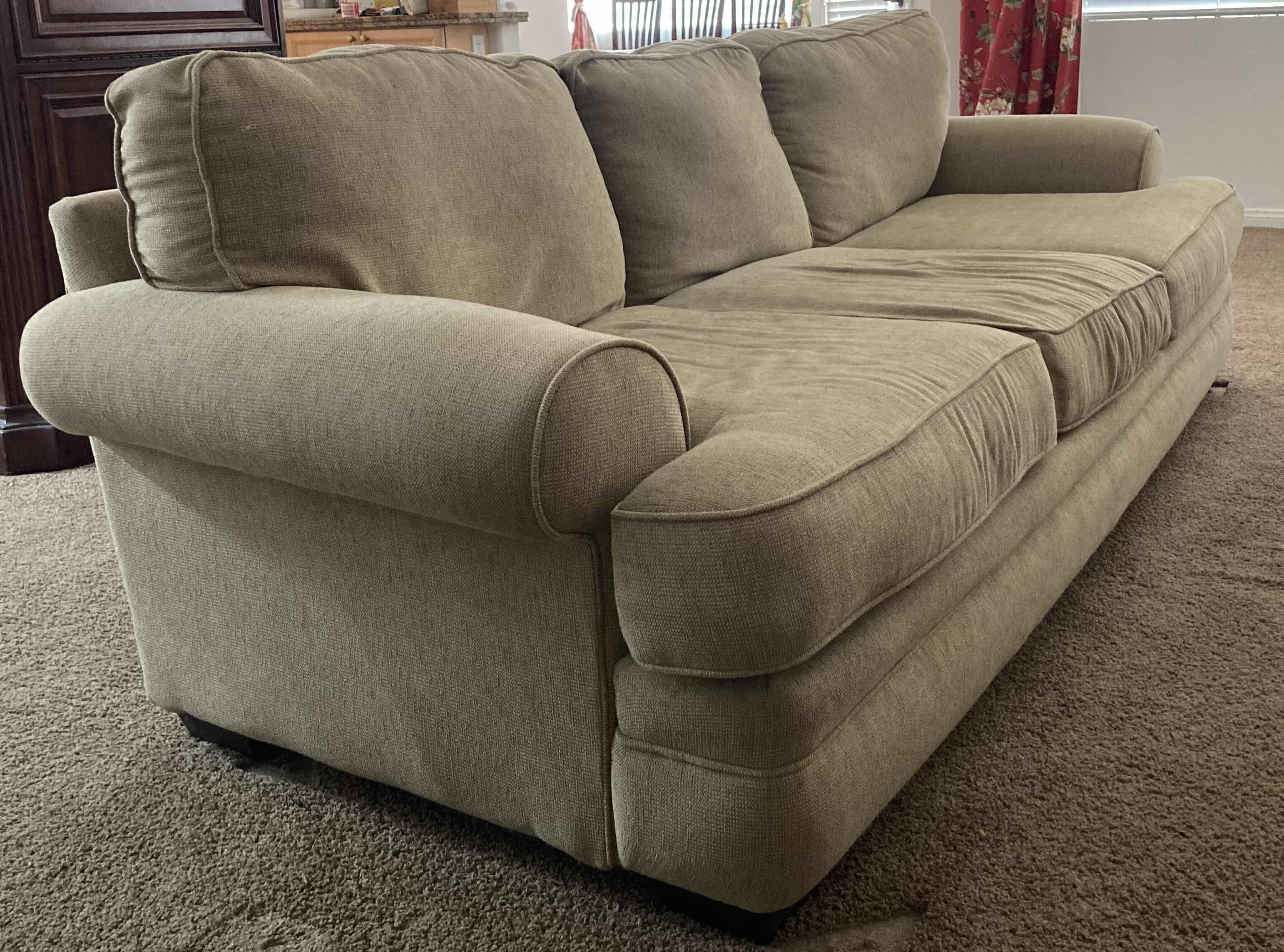 Photo 1 of ALAN WHITE TAN SOFA W PILLOWS 100” X 40” H36”