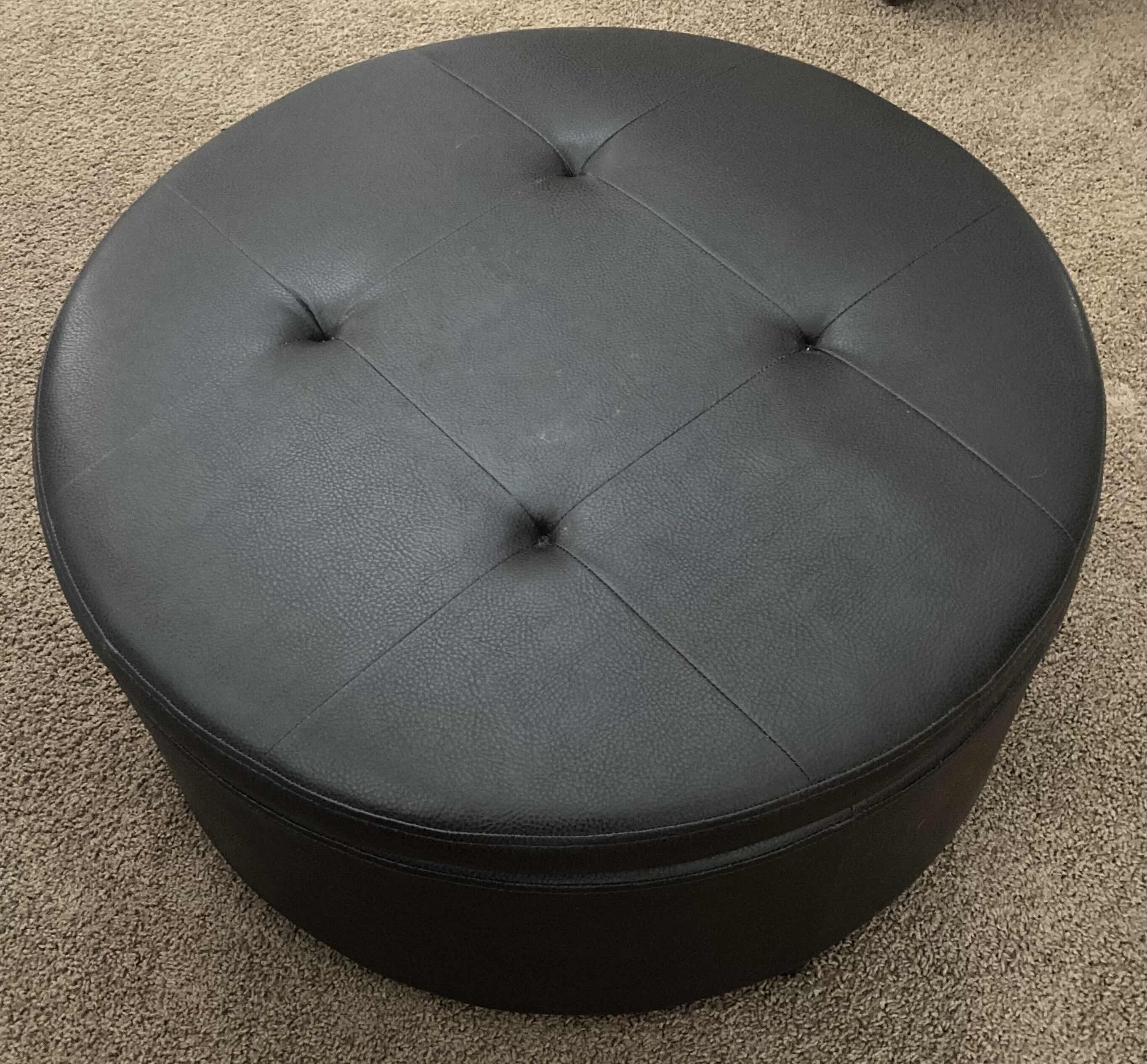 Photo 1 of SAN HWA FURNITURE DARK BROWN LEATHER STORAGE OTTOMAN 32.5” X 31.5” H14.5”