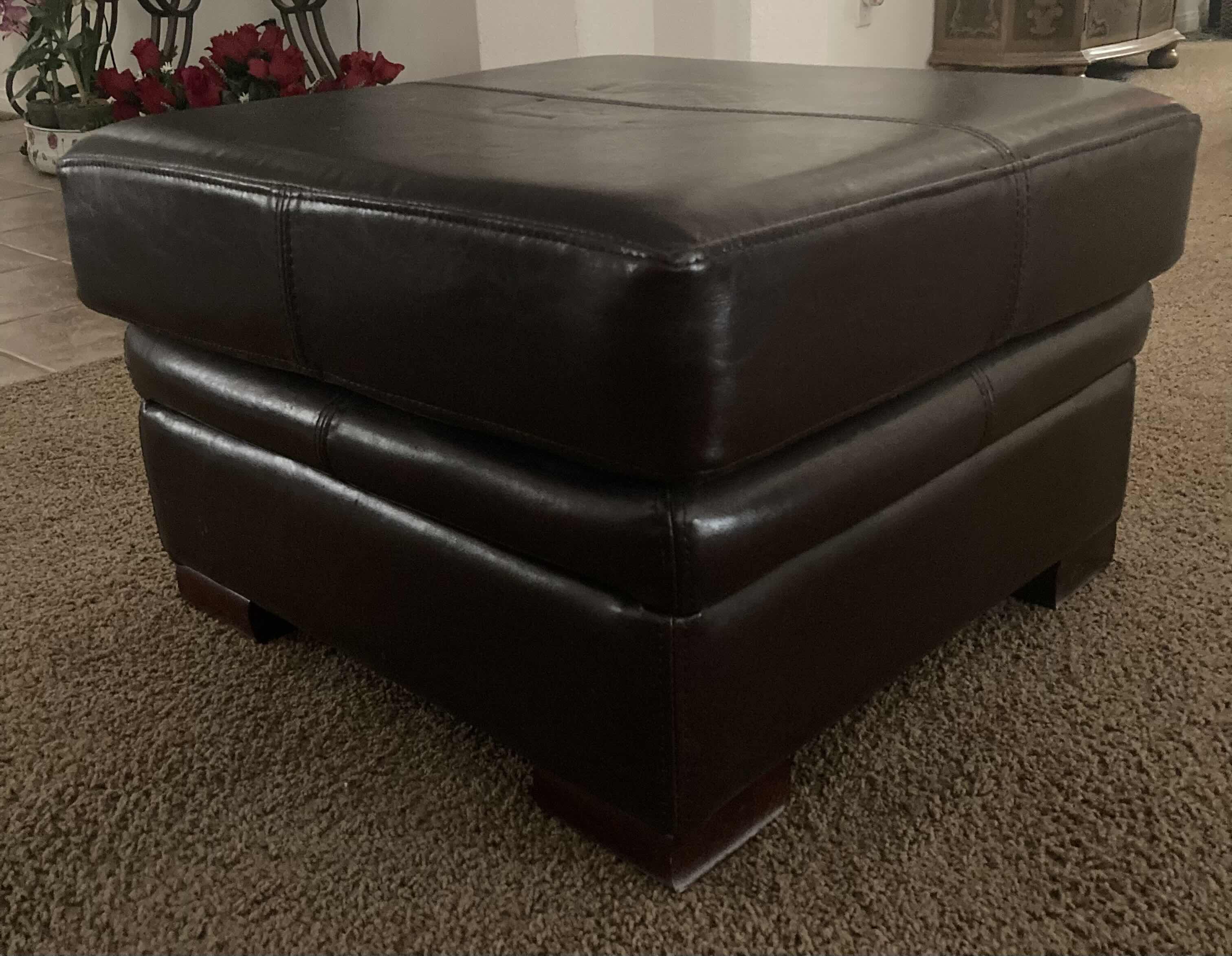 Photo 1 of DARK BROWN LEATHER OTTOMAN 26” X 26” H16”