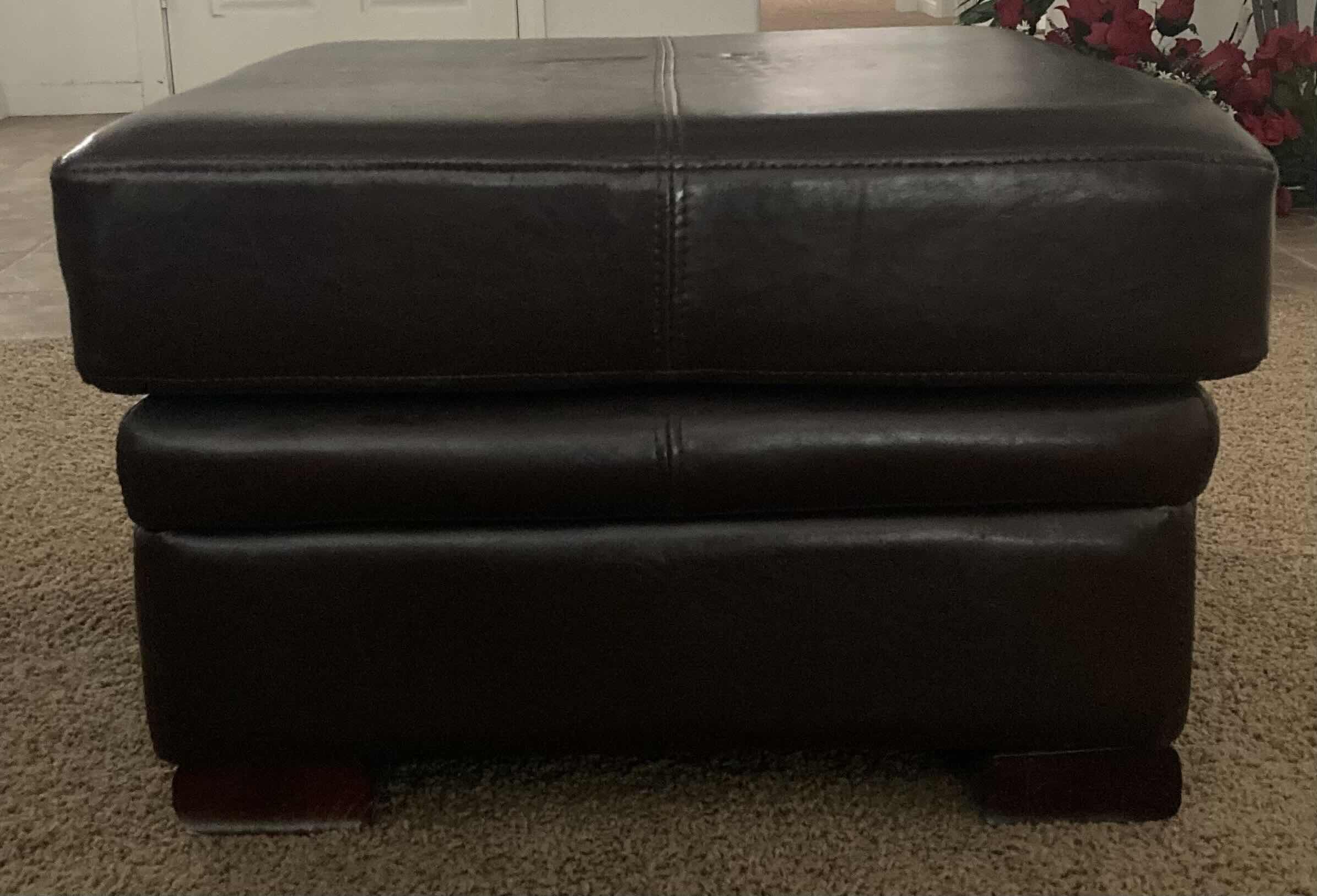 Photo 1 of DARK BROWN LEATHER OTTOMAN 26” X 26” H16”