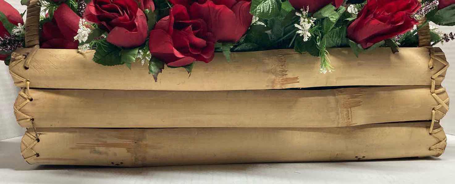 Photo 1 of BOUQUET OF ARTIFICIAL DECORATIVE ROSES W WOODEN PLANT HOLDER