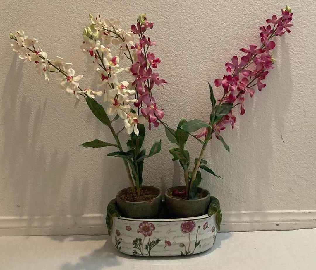 Photo 1 of DENDROBIUM ARTIFICIAL DECORATIVE PLANTS W CERAMIC POT (2) 13” X 5” H26”
