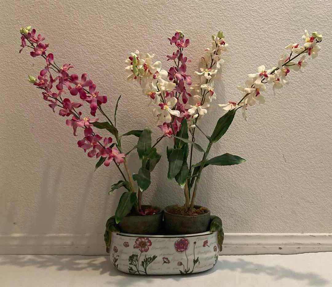 Photo 1 of DENDROBIUM ARTIFICIAL DECORATIVE PLANTS W CERAMIC POT (2) 13” X 5” H26”