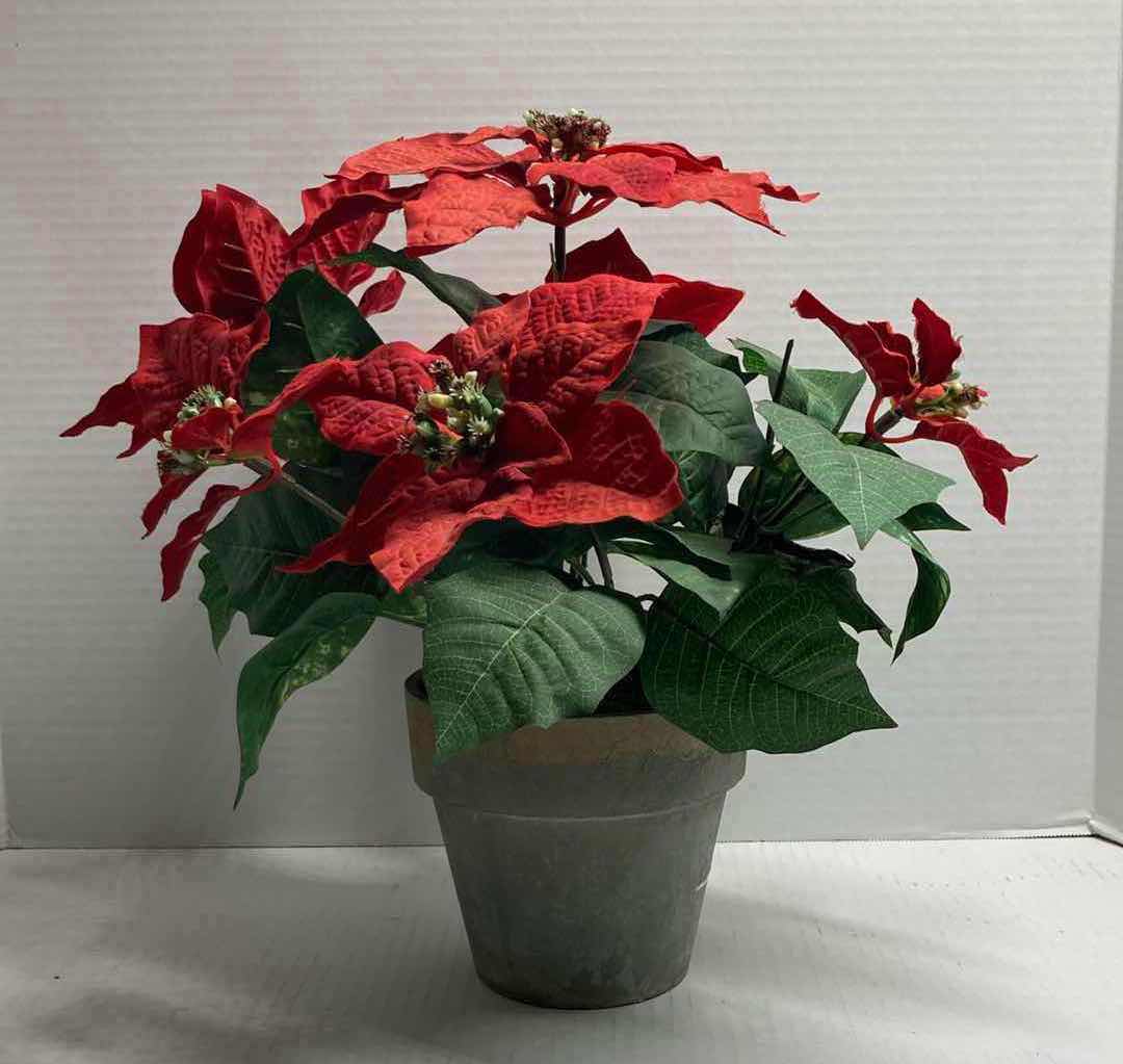 Photo 1 of FAUX POINSETTIA ARTIFICIAL DECORATIVE PLANTS (2) H14”