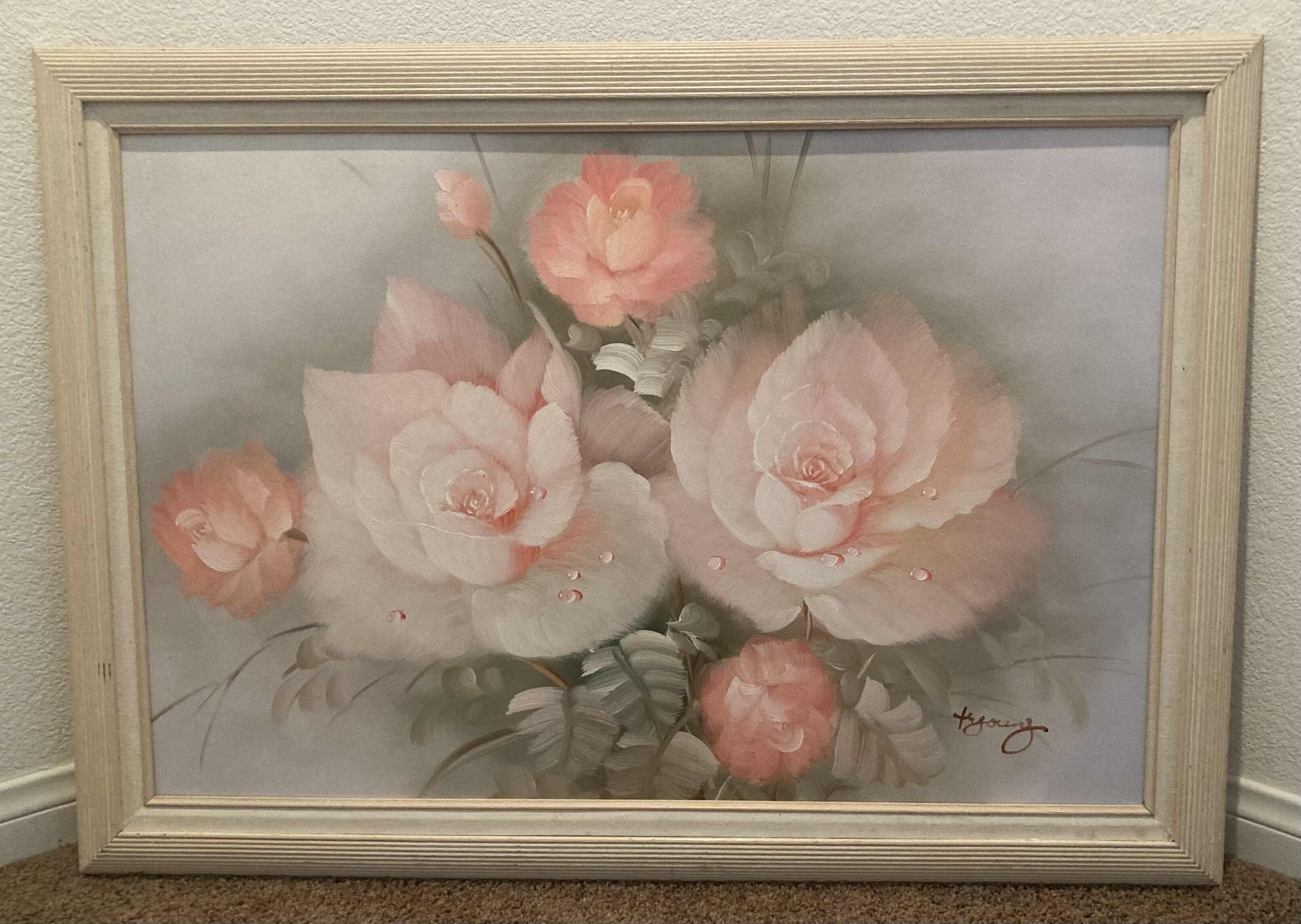 Photo 1 of ROSE BOUQUET PAINTING SIGNED BY ARTIST FRAMED ARTWORK