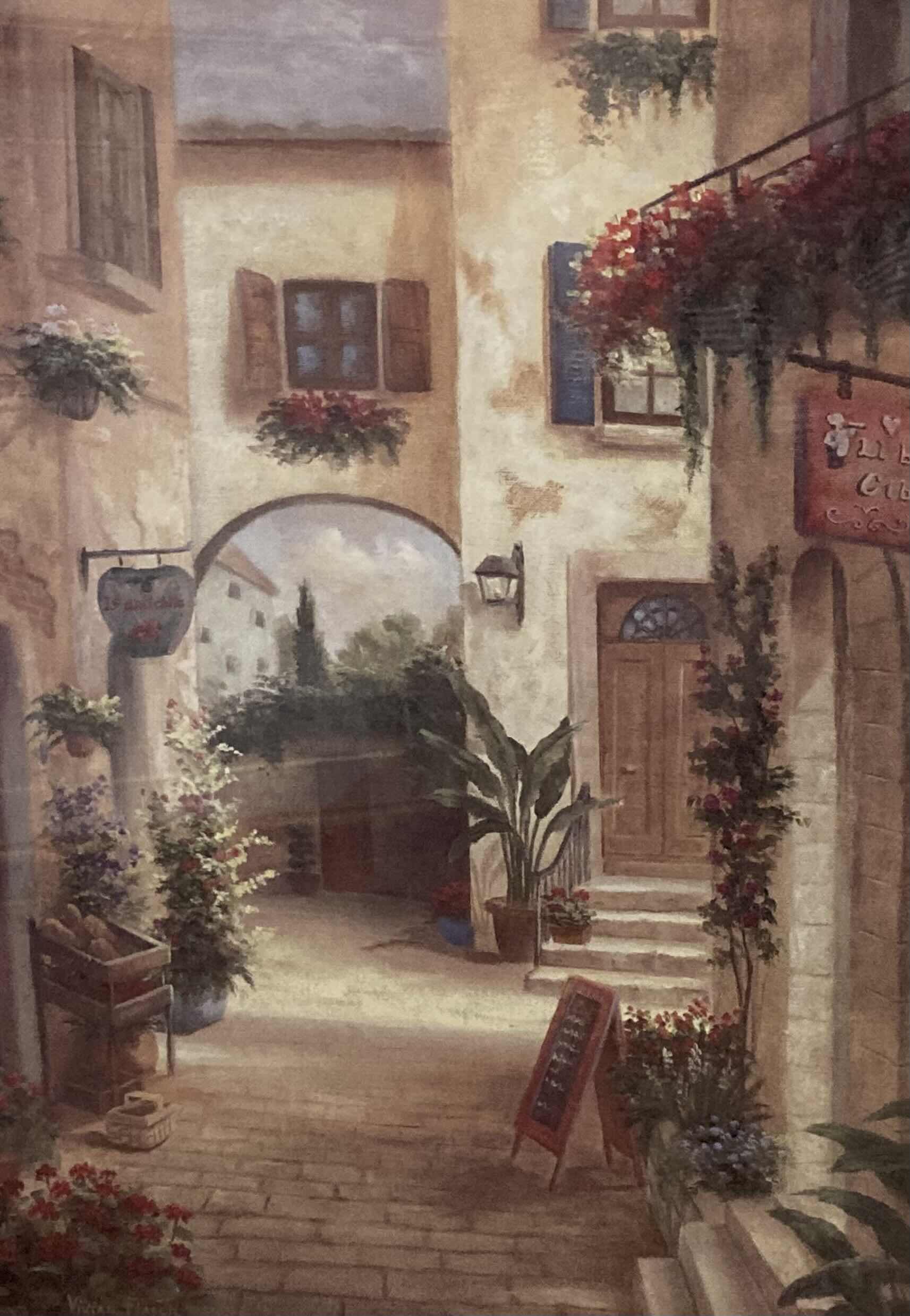 Photo 1 of LE ANTICHITA PAINTING SIGNED BY VIVIAN FLASCH FRAMED ARTWORK 25.5” X 31.5”