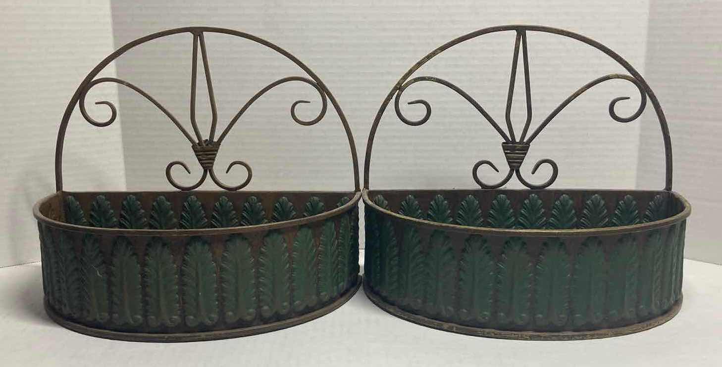 Photo 1 of RUSTIC METAL HANGING PLANTERS (2) 12.5” X 6.75” H10.3”