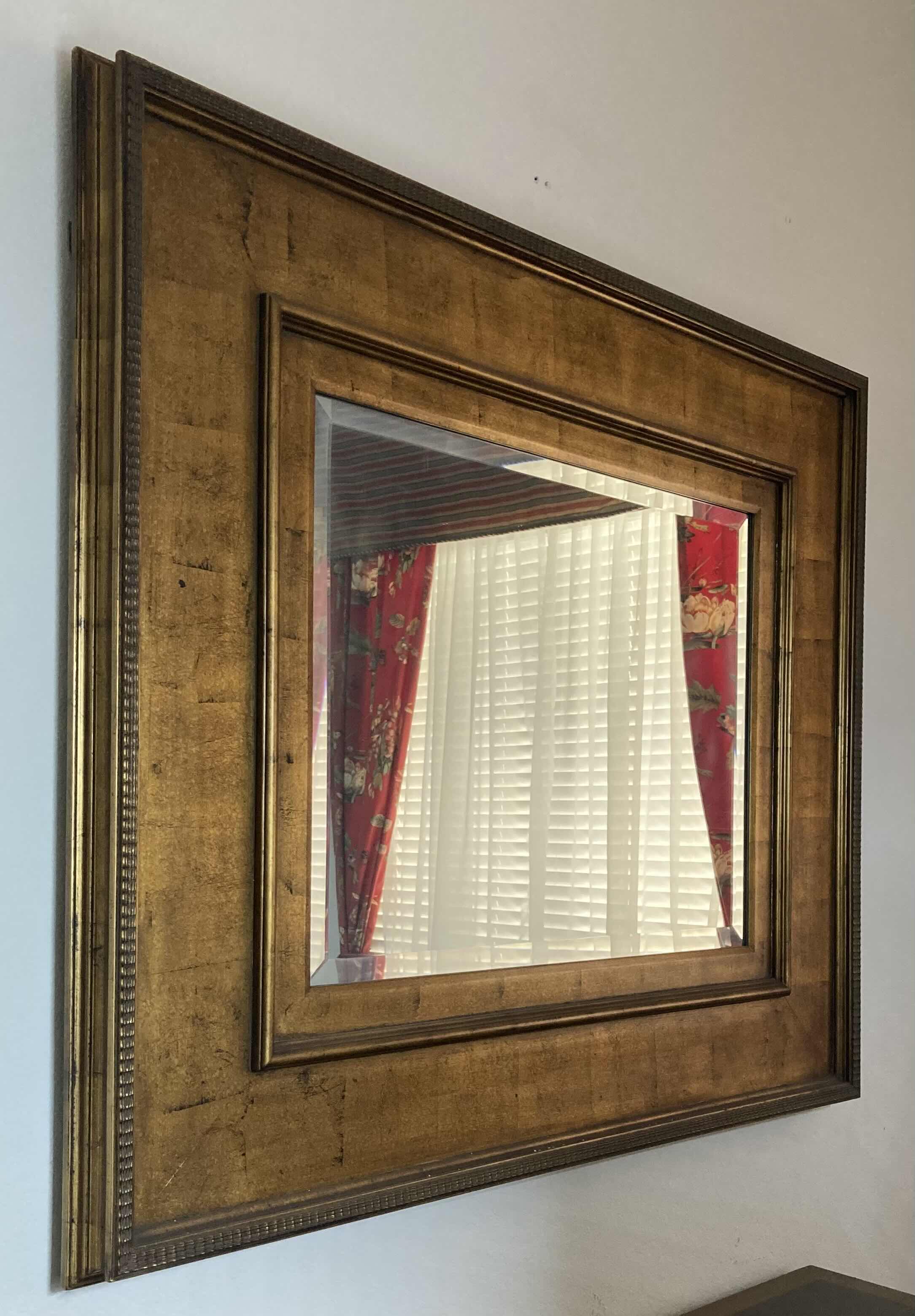 Photo 1 of BRONZE FINISH WOOD FRAME HANGING MIRROR 48” X 43”