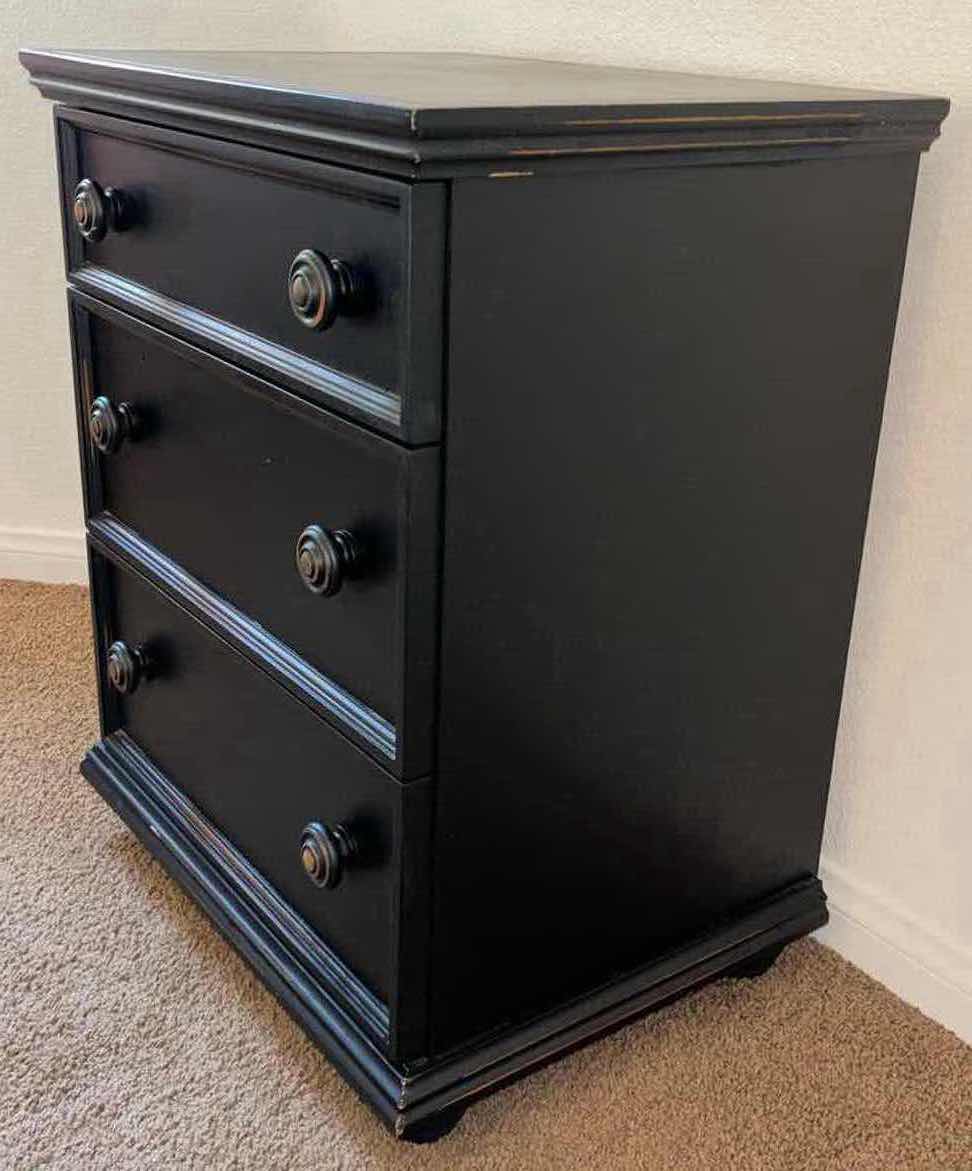 Photo 1 of BLACK PINE WOOD NIGHTSTAND 17.5” X 23.5” H29.5”