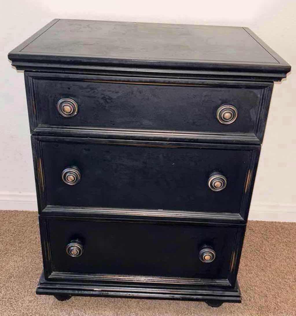 Photo 1 of BLACK PINE WOOD NIGHTSTAND 17.5” X 23.5” H29.5”