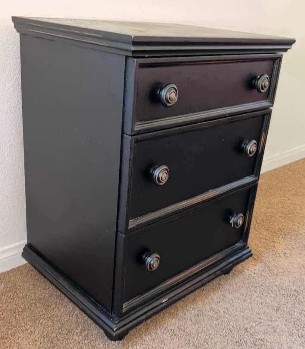 Photo 1 of BLACK PINE WOOD NIGHTSTAND 17.5” X 23.5” H29.5”
