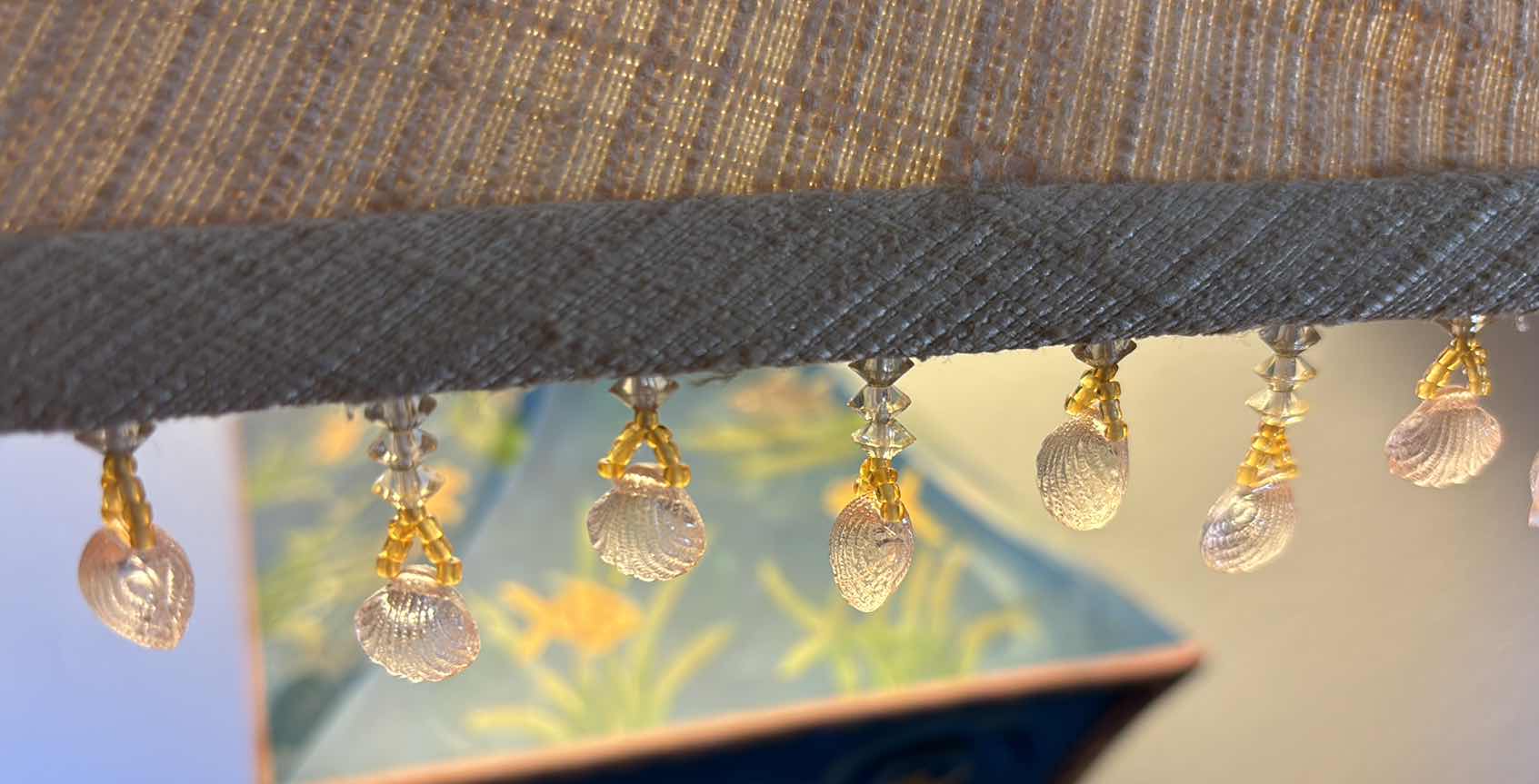 Photo 1 of GLENWOOD DESIGNS HAND-PAINTED SEA HORSE 28” TABLE LAMP W SEA SHELL FRINGED LAMPSHADE