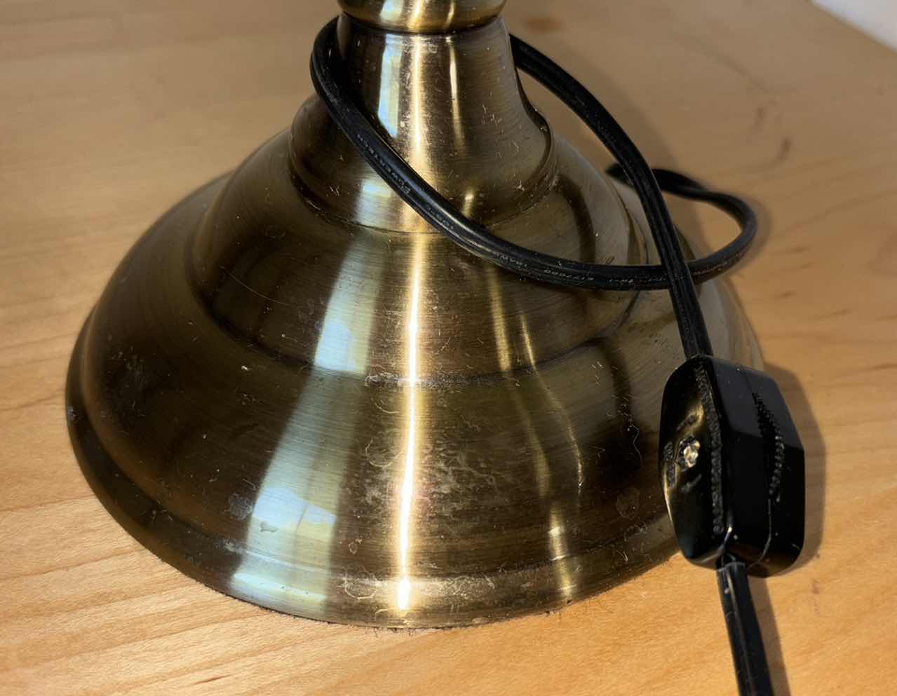 Photo 1 of 18” BRASS CORDED DESK LAMP W GREEN GLASS SHADE
