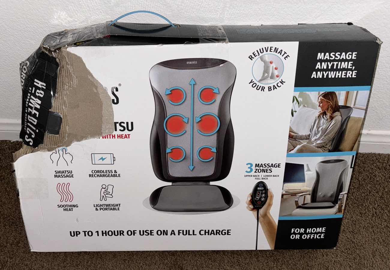 Photo 1 of HOMEDICS CORDLESS SHIATSU BACK MASSAGE CUSHION W HEAT