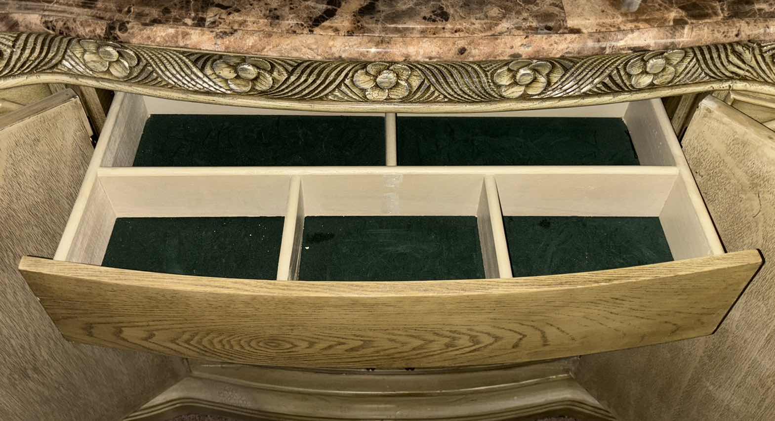 Photo 1 of MICHAEL AMINI LA FRANCAISE COLLECTION MARBLE TOP 9-DRAWER DRESSER, CABINET & MIRROR 18.25” X 72” H91”