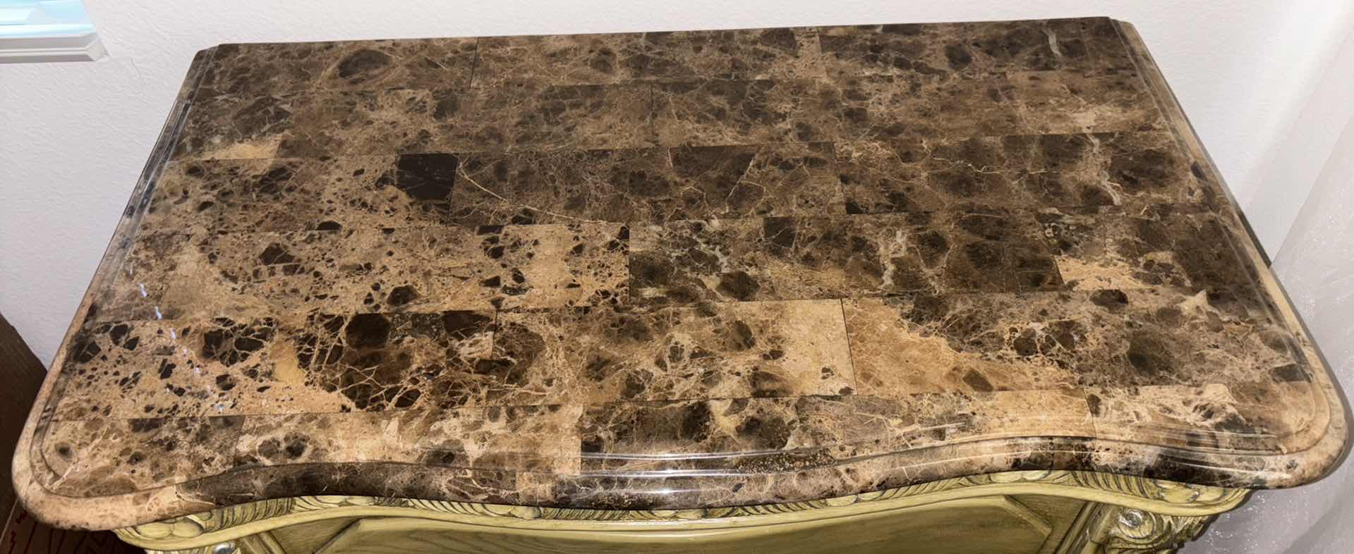 Photo 1 of MICHAEL AMINI LA FRANCAISE COLLECTION MARBLE TOP 3-DRAWER NIGHTSTAND 18” X 33” H33.75”