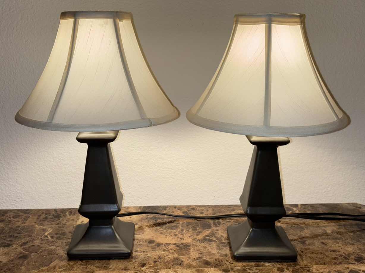 Photo 1 of 15.5” DARK BROWN TABLE LAMP SET OF 2