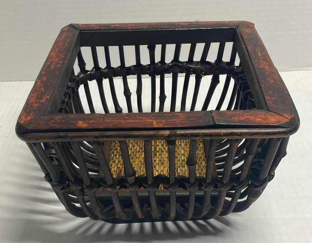 Photo 1 of BAMBOO RATTAN TRAY 22” X 17.5 H3” & SMOKED BAMBOO/REED SQUARE BOWL 9” X 9” H6.25”
