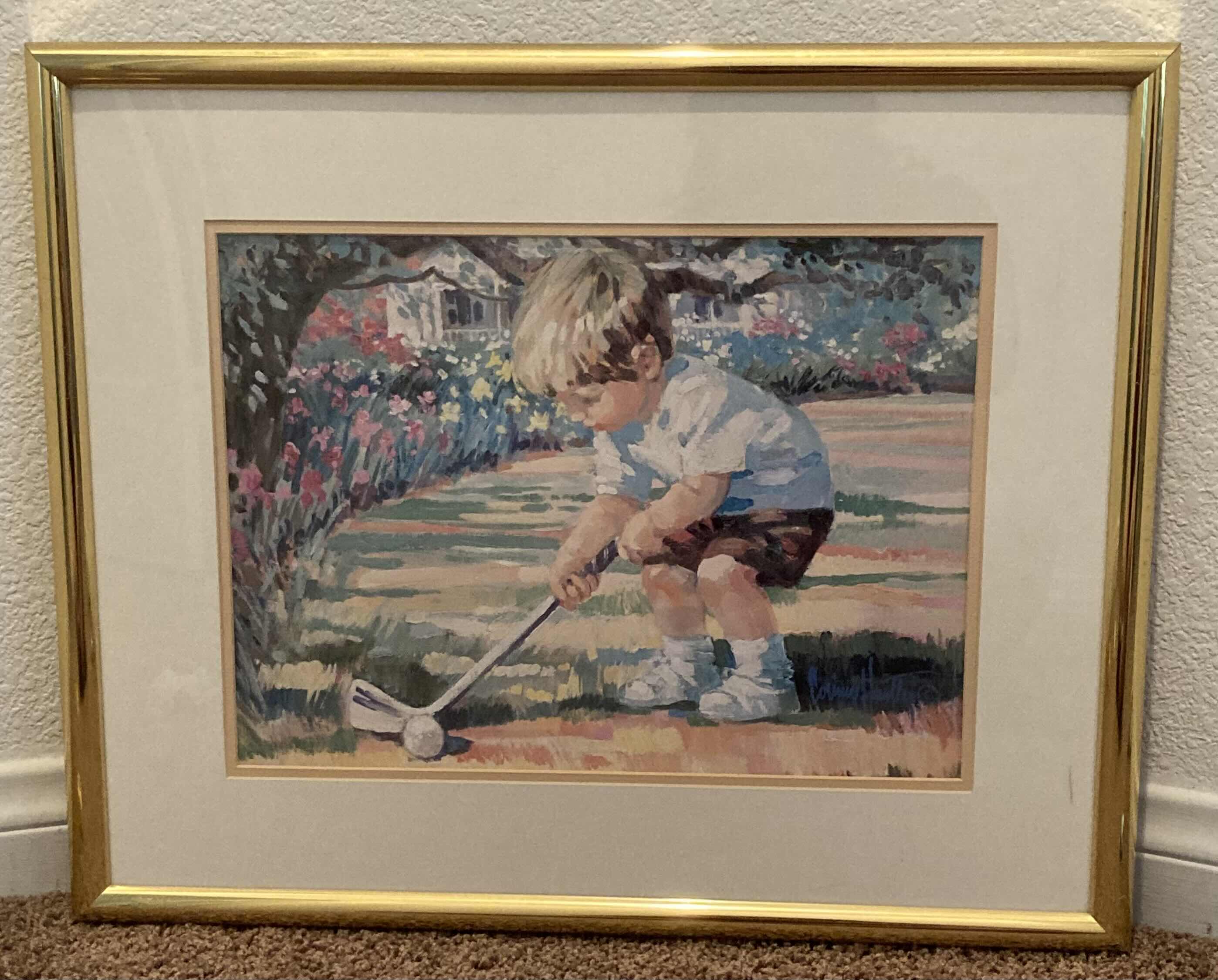 Photo 1 of JUST LIKE DAD PAINTING BY CORRINE HARTLEY FRAMED REPRINT ARTWORK 22” X 18”