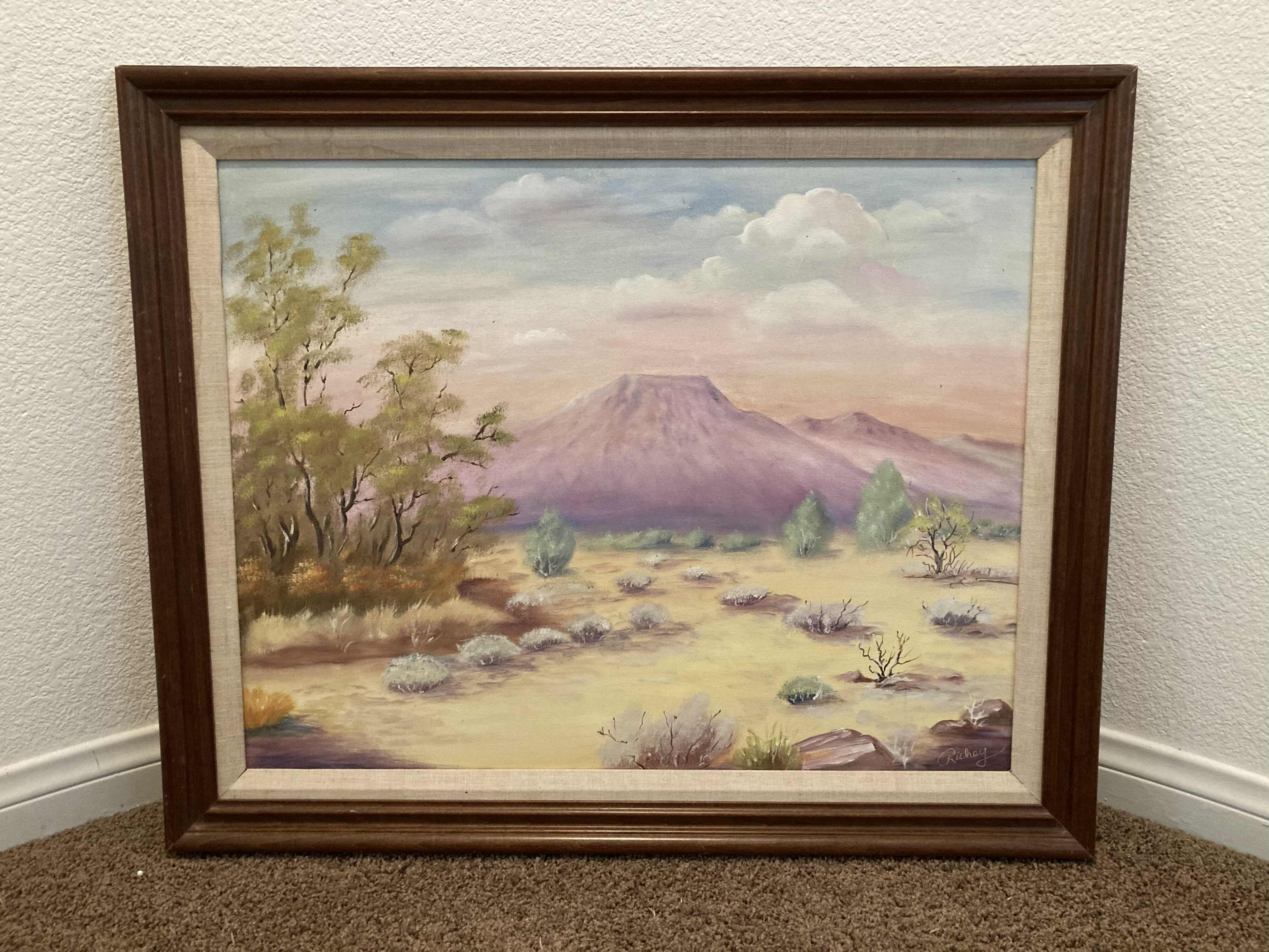 Photo 1 of DESERT LANDSCAPE PAINTING SIGNED BY RICHEY FRAMED ARTWORK