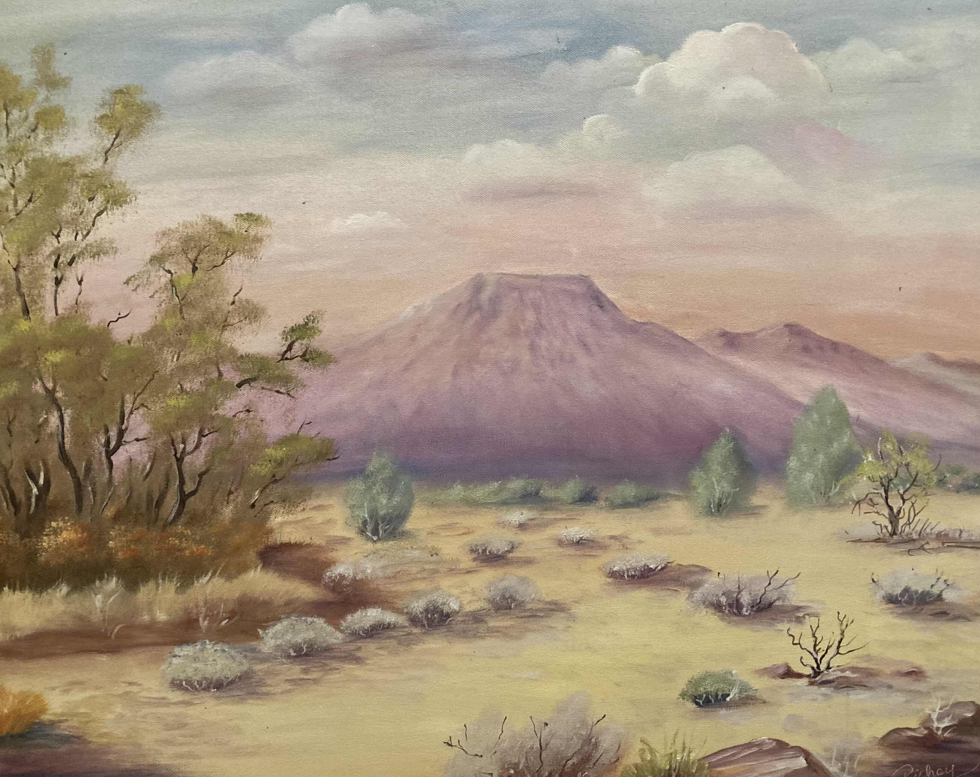 Photo 1 of DESERT LANDSCAPE PAINTING SIGNED BY RICHEY FRAMED ARTWORK