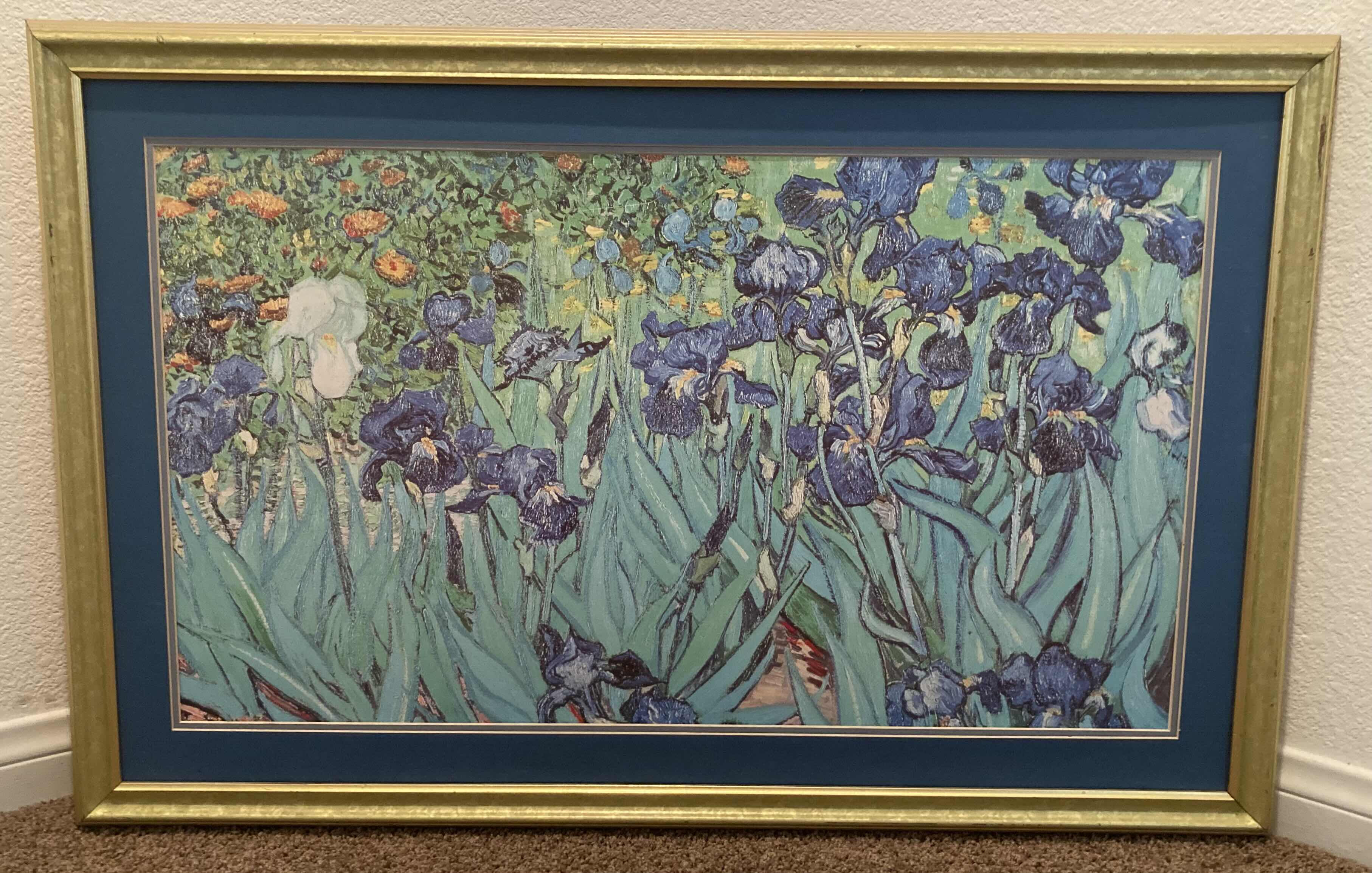 Photo 1 of IRISES PAINTING BY VAN GOGH FRAMED REPRINT ARTWORK 39” X 26”