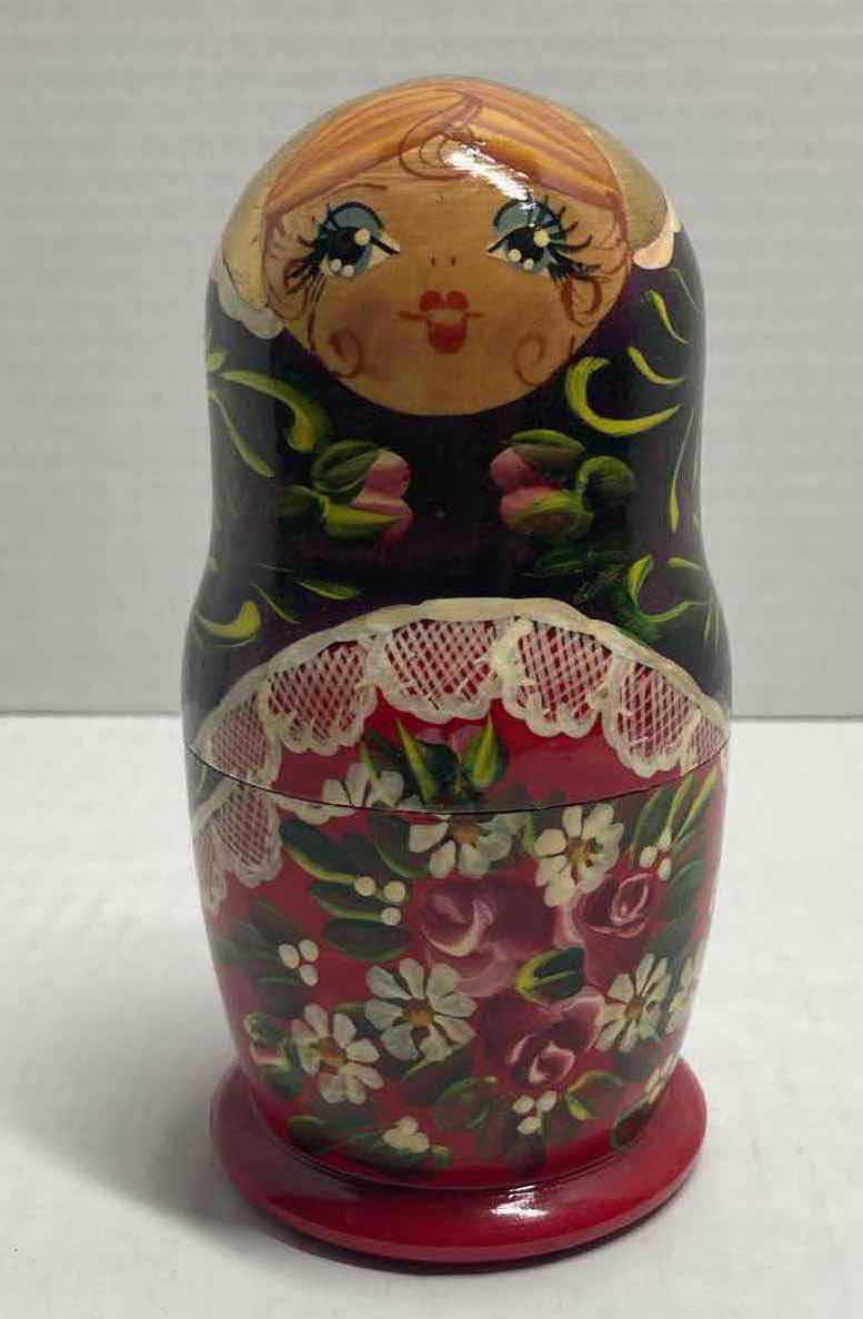 Photo 1 of FLORAL WOODEN NESTING DOLLS (5 SET) H6.5”
