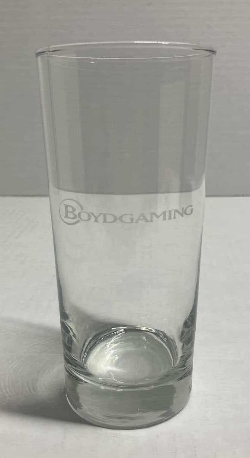 Photo 1 of BOYD GAMING 6” GLASS CUPS (SET OF 4)