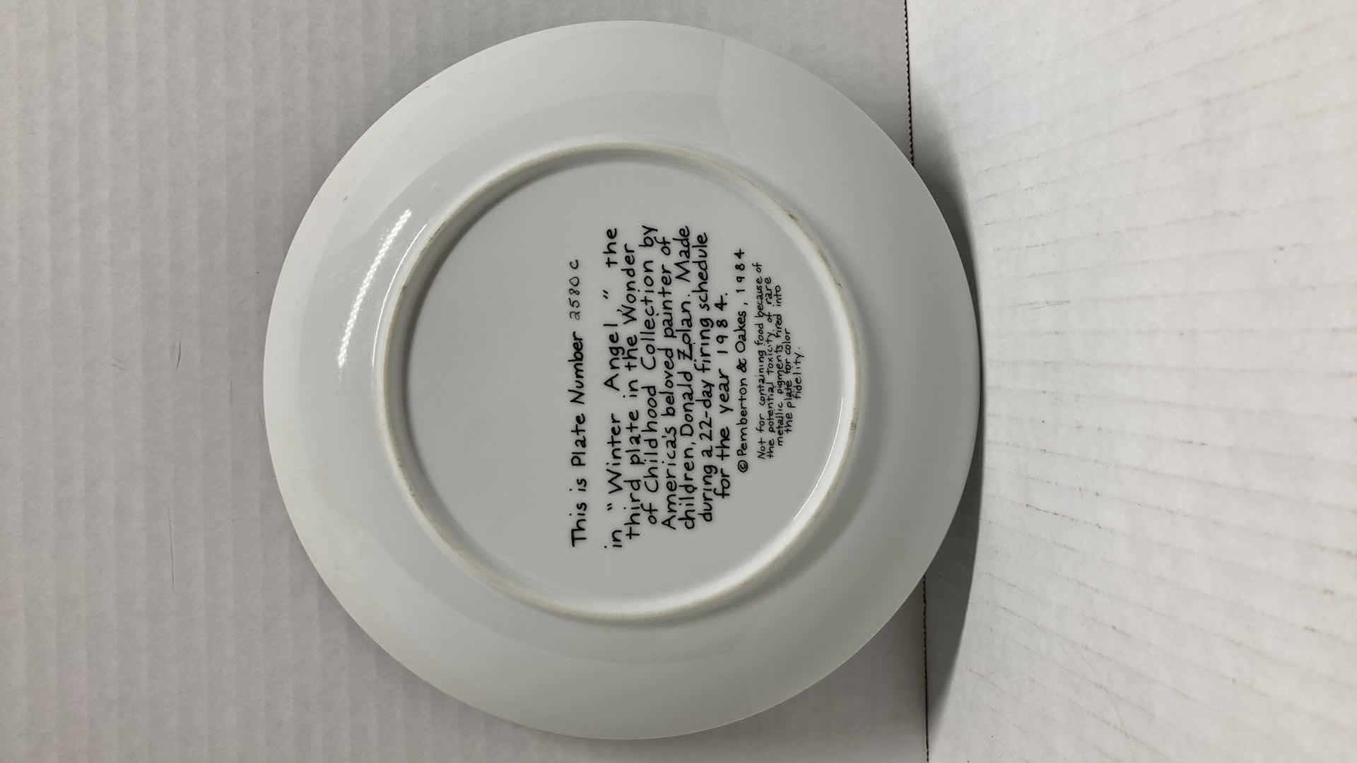 Photo 1 of DONALD ZOLAN WONDER OF CHILDHOOD COLLECTION “WINTER ANGEL” FINE CHINA PLATE 8.5” INCLUDES COA