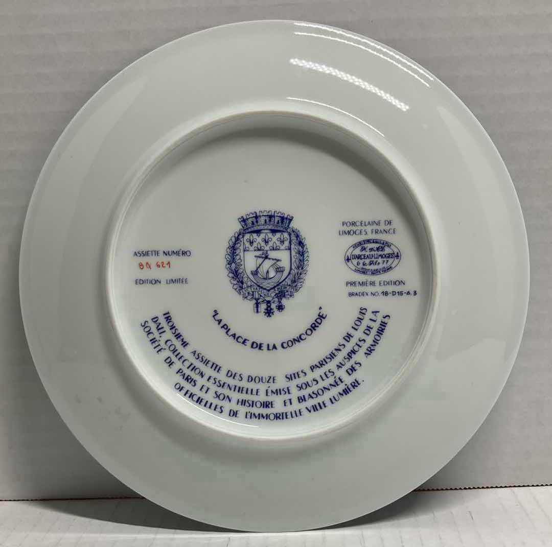 Photo 1 of HENRI D’ARCEAU & FILS “LA PLACE DE LA CONCORDE” BY LOUIS DALI FRENCH PORCELAIN PLATE 8.5” INCLUDES COA