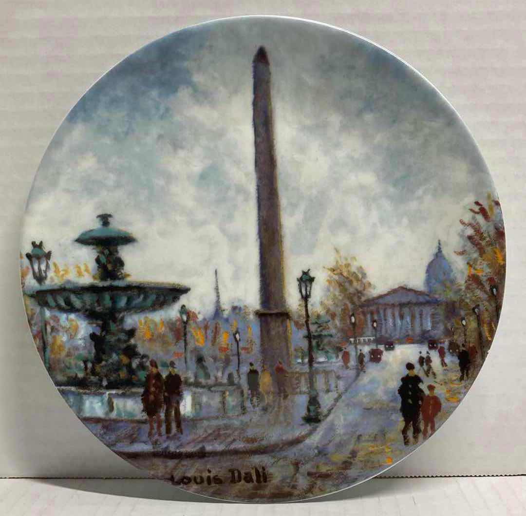 Photo 1 of HENRI D’ARCEAU & FILS “LA PLACE DE LA CONCORDE” BY LOUIS DALI FRENCH PORCELAIN PLATE 8.5” INCLUDES COA