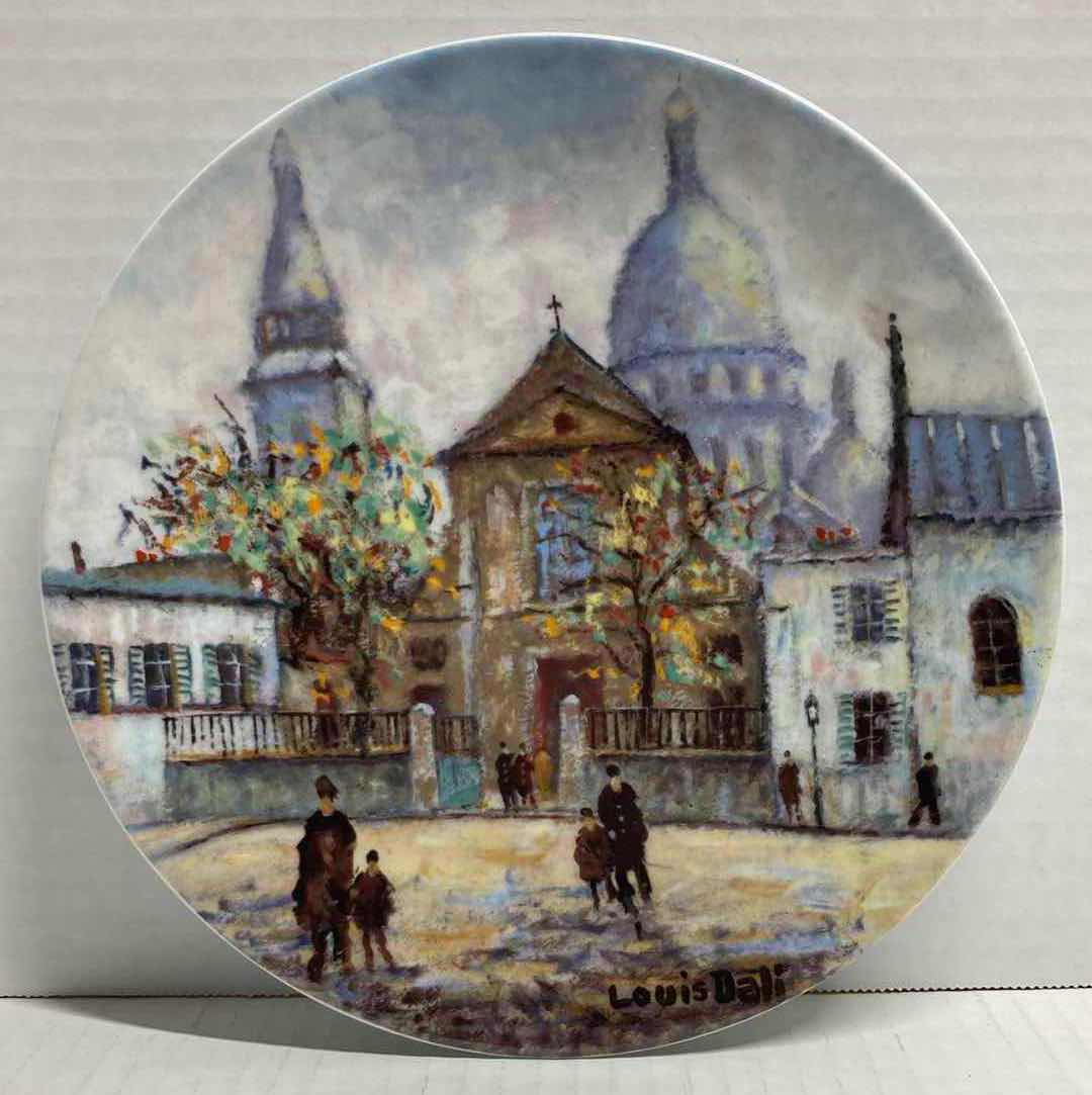 Photo 1 of HENRI D’ARCEAU & FILS “L’EGLISE SAINT PIERRE ET LE SACRE COEUR DE MONTMARTRE” BY LOUIS DALI FRENCH PORCELAIN PLATE 8.5” INCLUDES COA