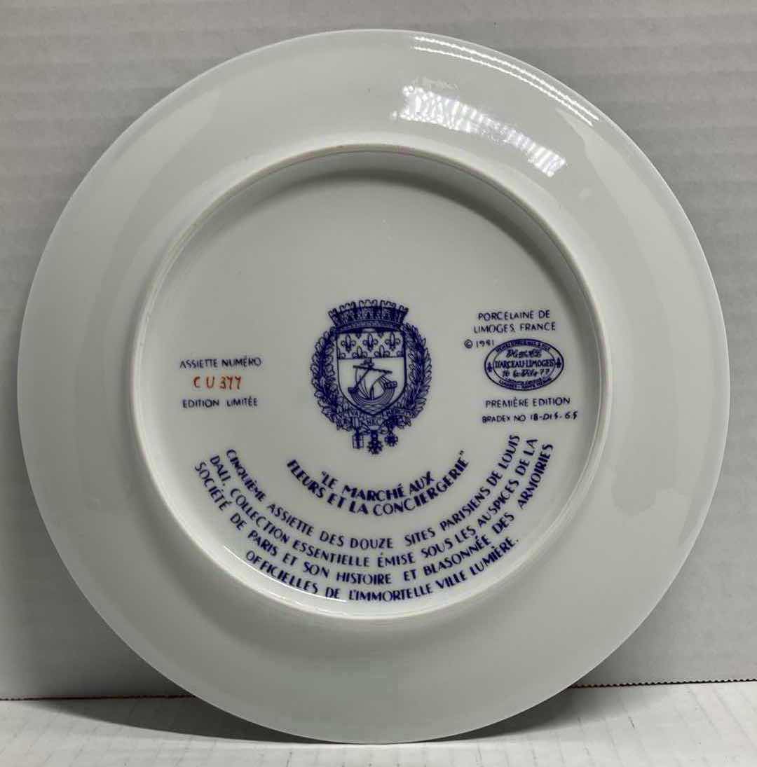 Photo 1 of HENRI D’ARCEAU & FILS “LE MARCHE AUX FLEURS ET LA CONCIERGERIE” BY LOUIS DALI FRENCH PORCELAIN PLATE 8.5” INCLUDES COA