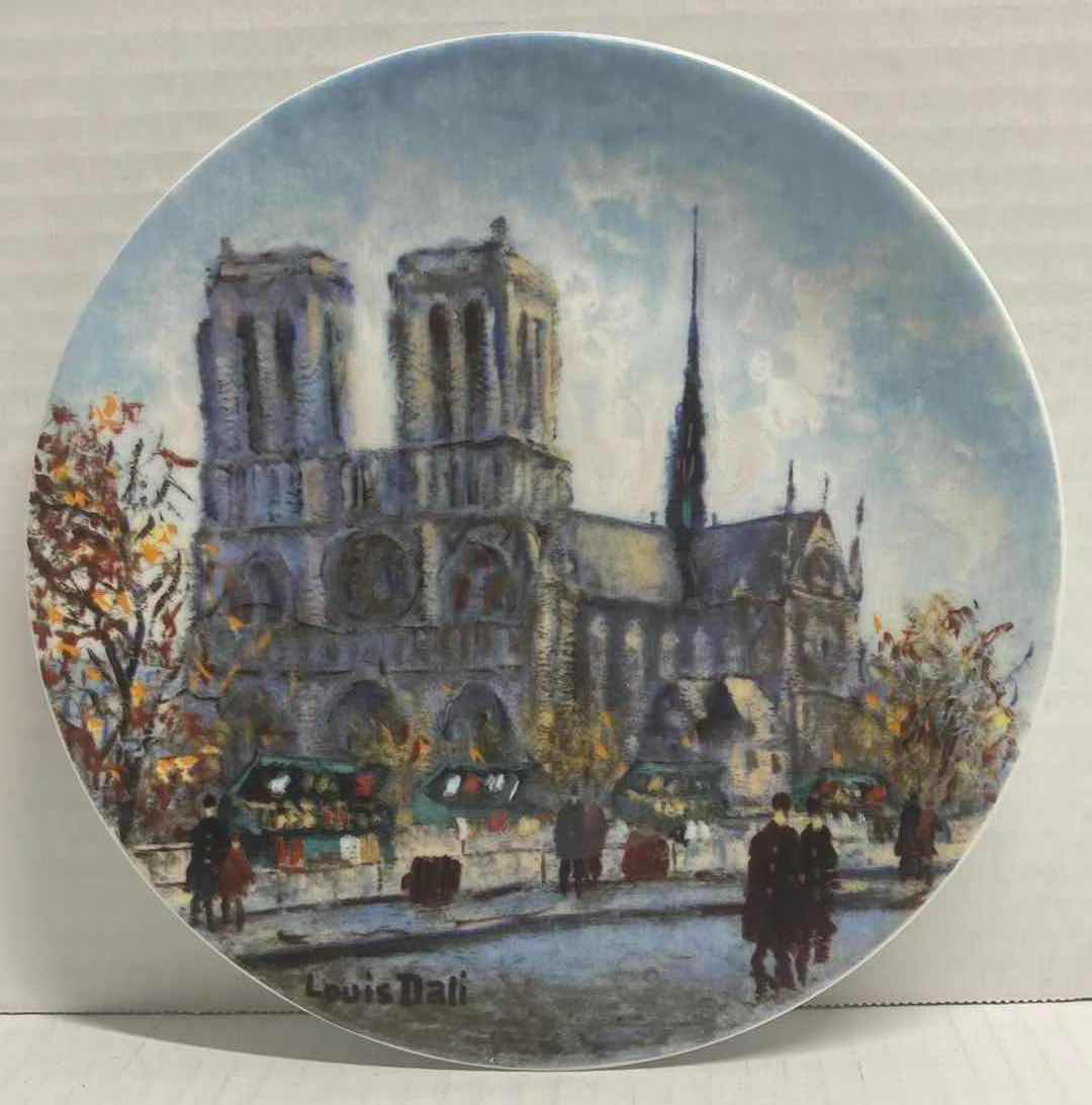 Photo 1 of HENRI D’ARCEAU & FILS “LA CATHEDRALE NOTRE DAME” BY LOUIS DALI FRENCH PORCELAIN PLATE 8.5” INCLUDES COA